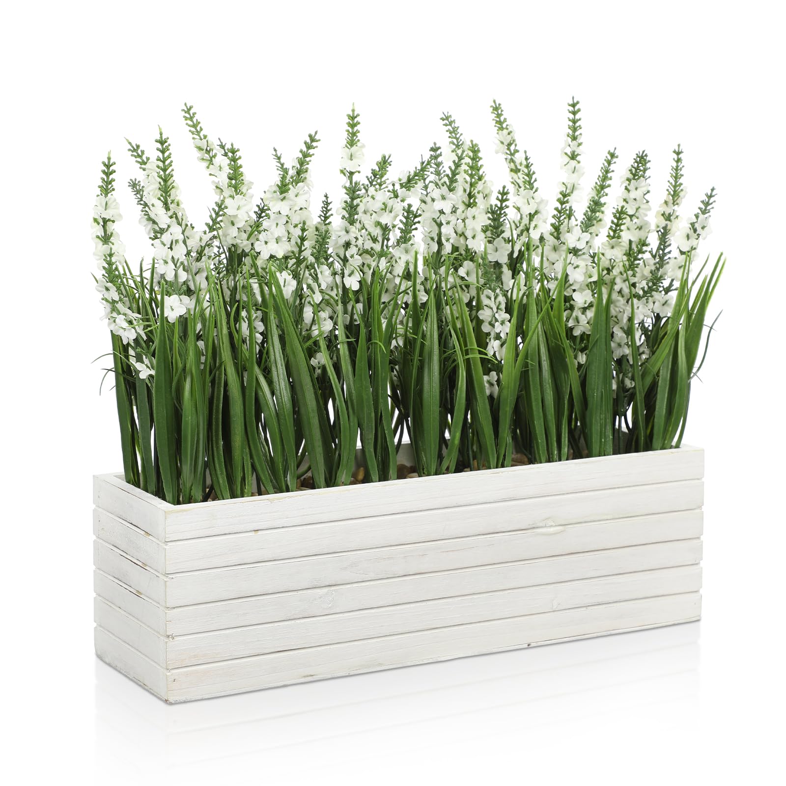 Oairse Kunstblumen Lavendel im Holztopf Kunstmagnolienblüten Kunststoff Lavendel Blumendekoration für ie Heimdekoration Hochzeitsarrangements Wohnzimmer Tischdekoration