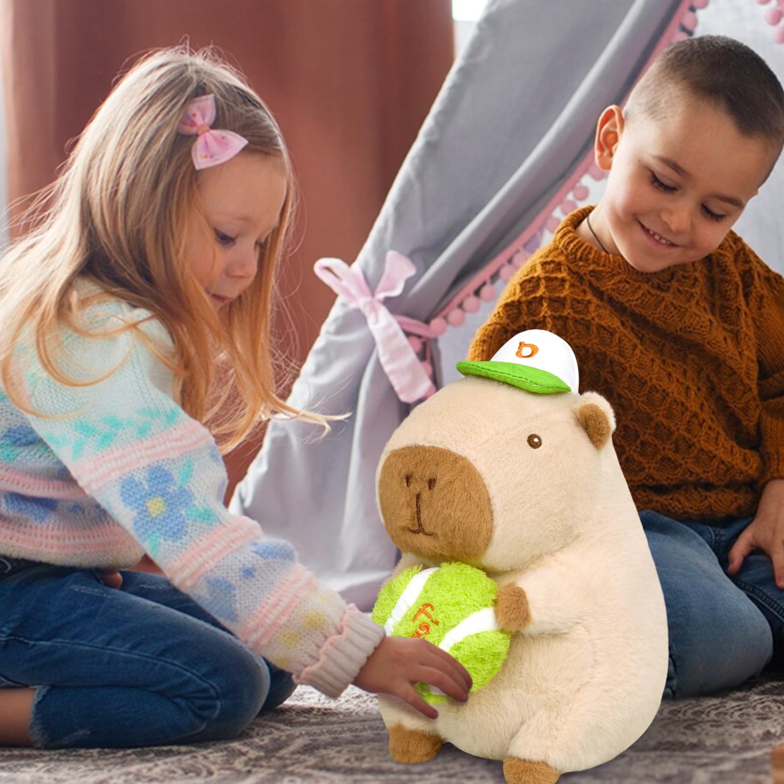 shownicer Peluche Capibara, peluche animale di stoffa Kawaii Capibara, cuscino in peluche, giocattolo cuscino da lancio, regalo per bambini e bambine dai 3+ anni (Tennis, 25 cm)