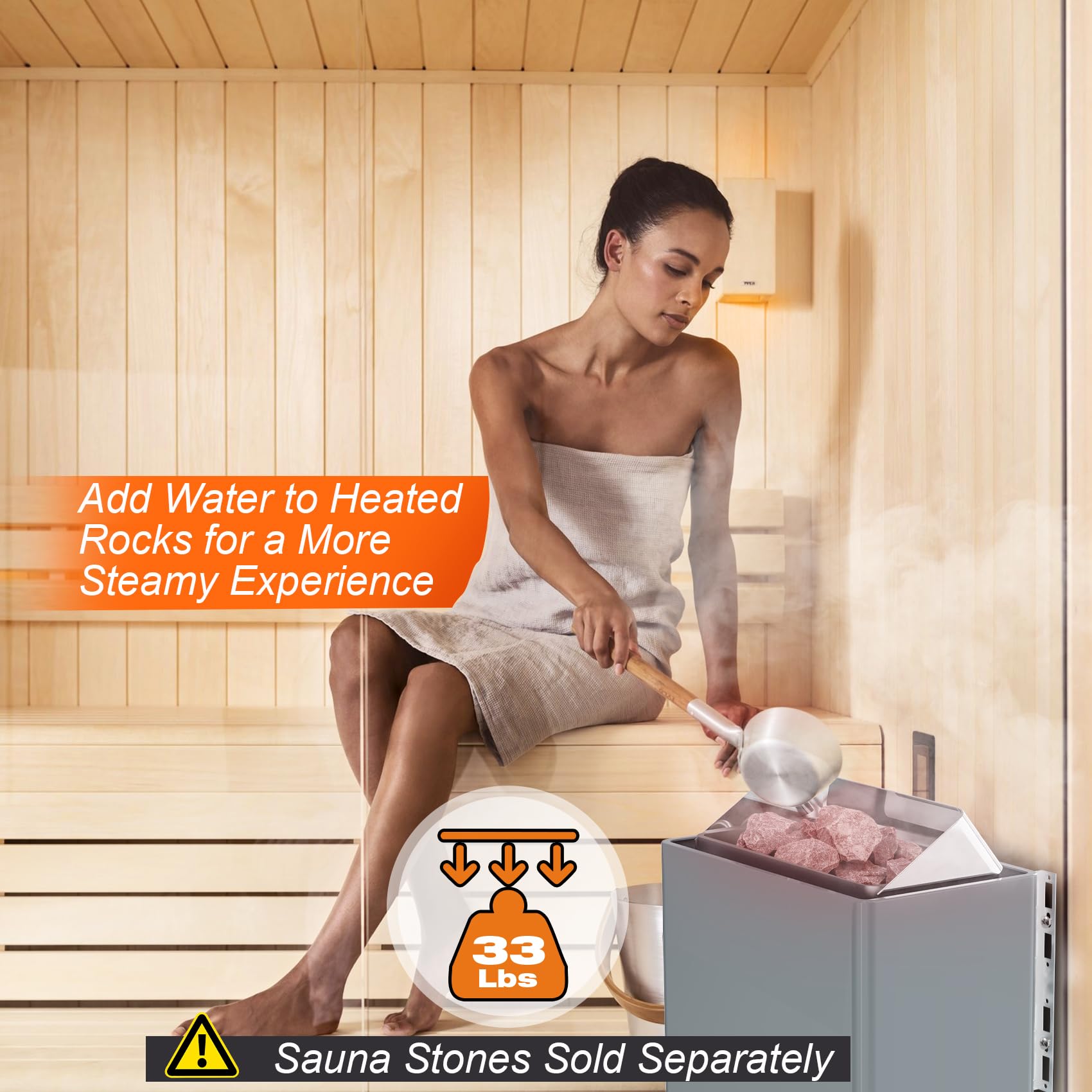 Condition photo showing New/Like New for drizzlen 2kw 110v sauna heater with plug - electric sauna heater, plug and play, heats 100 cu. ft. in 30 minutes