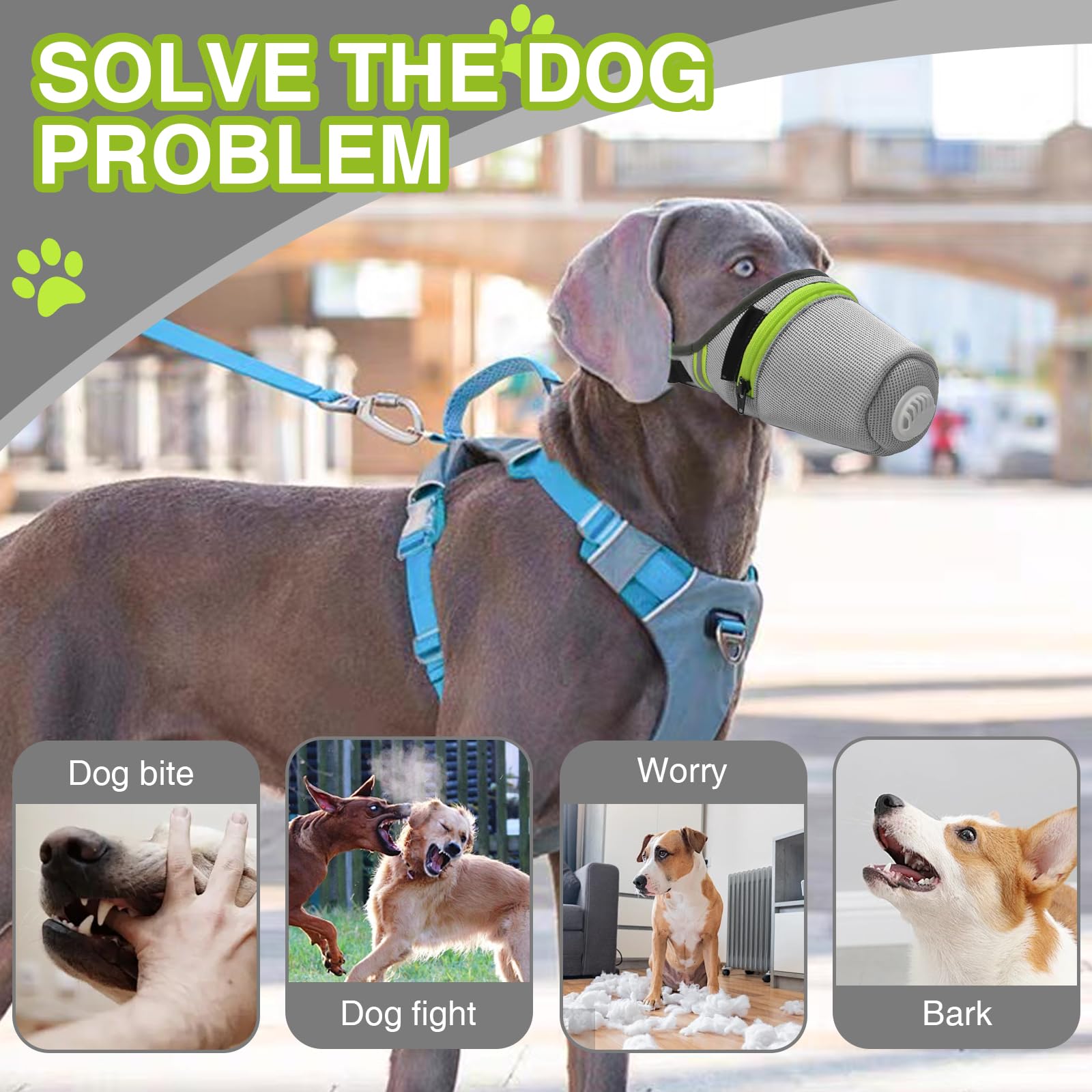 Bettinay Muzzle for Large Dogs Adjustable L Size Soft Muzzles for Dogs Longer Nosed, White - Image 4