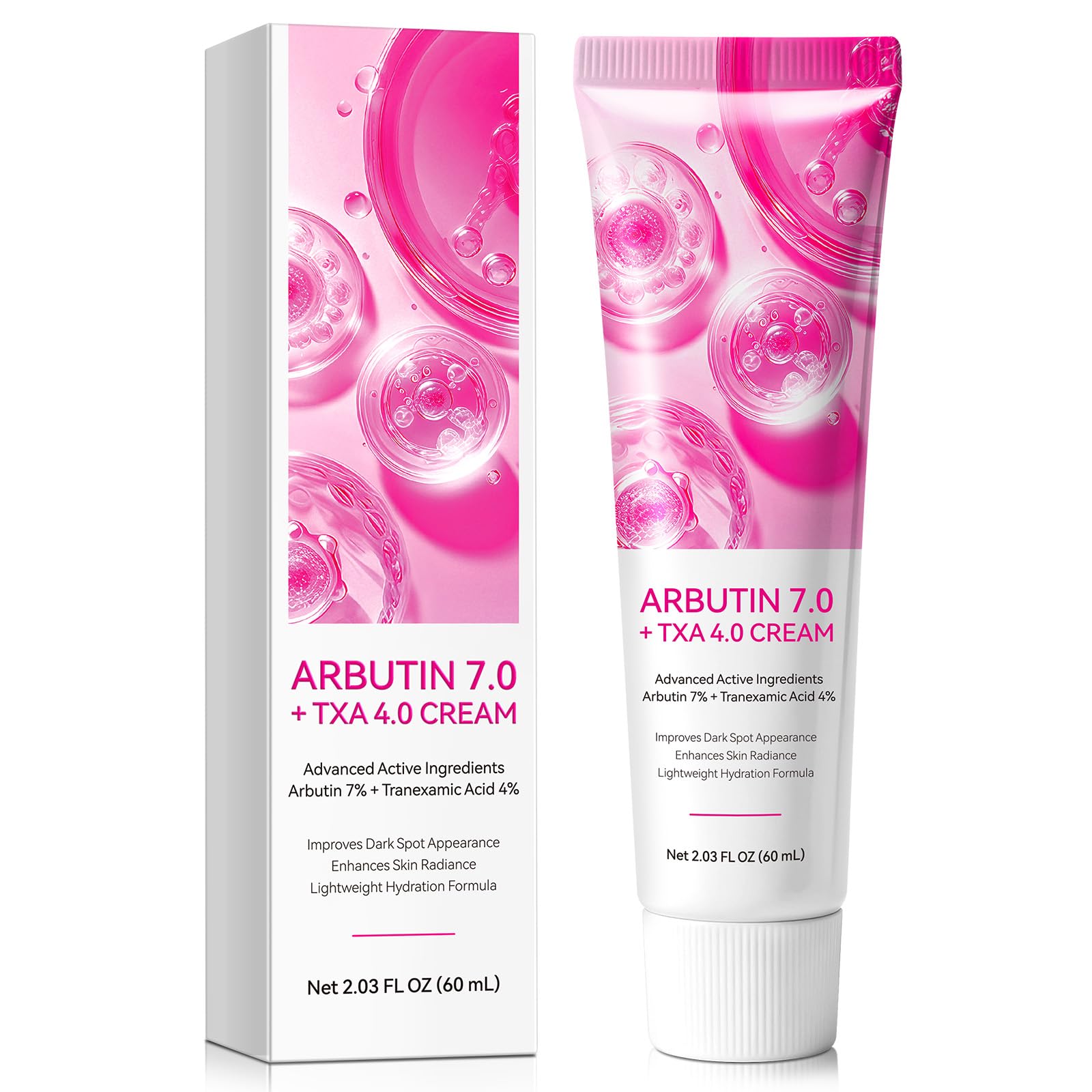 Arbutin Cream, Arbutin 7% + Tranexamic Acid 4% Face Cream for Dark Spots, Freckle, Blemishes and Pigmentation – Hydration for All Skin Types, 2.0 fl.oz