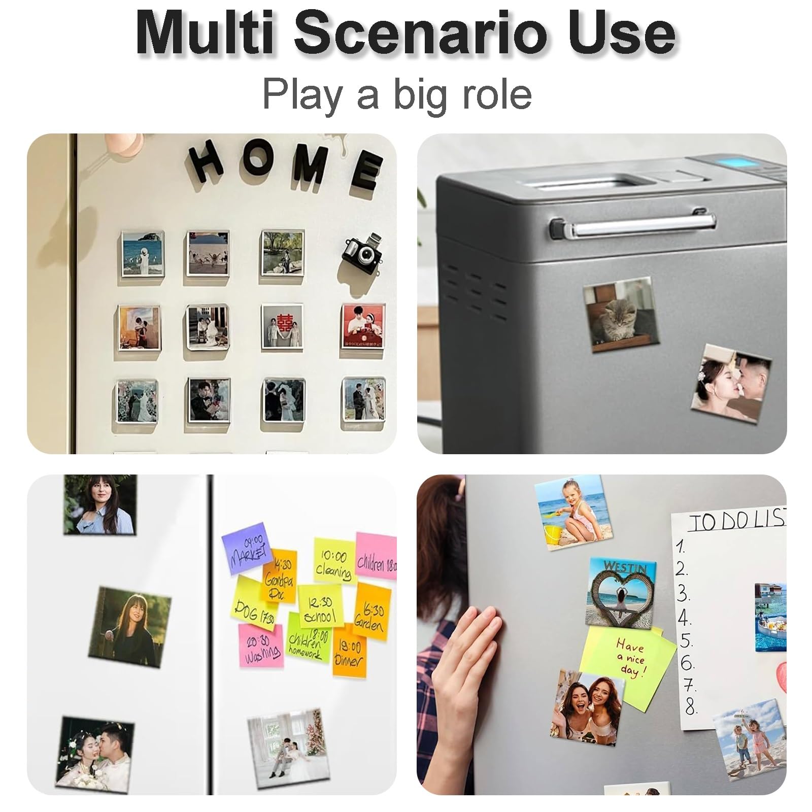 DIY Quadratische Fotobild-Magnet-Button-Pressmaschine-Verbrauchsmaterial, Karton-Magnetmaterialien, Weißblechmaterial, Einfach zu Bedienen, for Kühlschränke(500 Sets,2x2 in/50x50 mm)