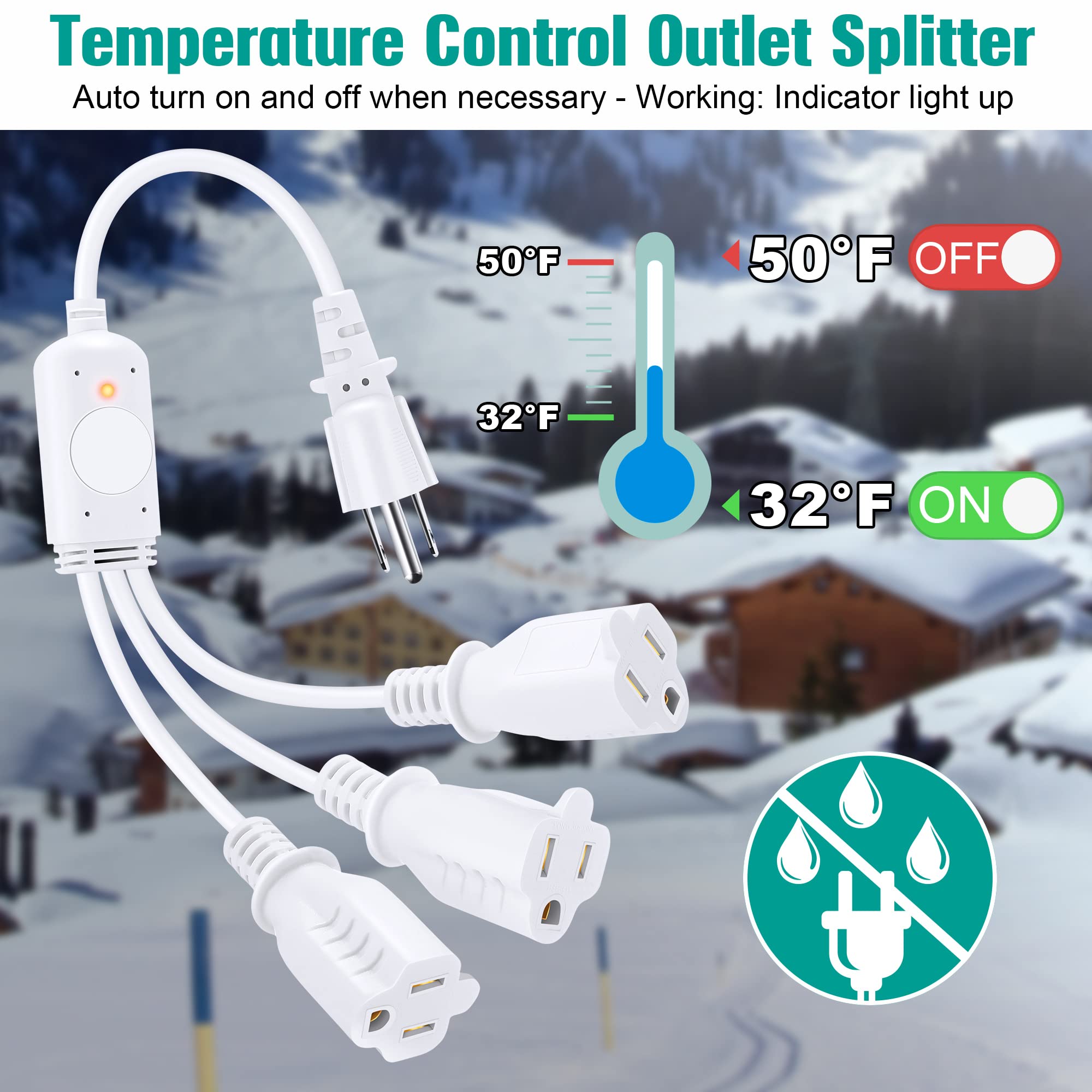 Thermostatically Controlled Outlet, On At 32F/Off At 50F