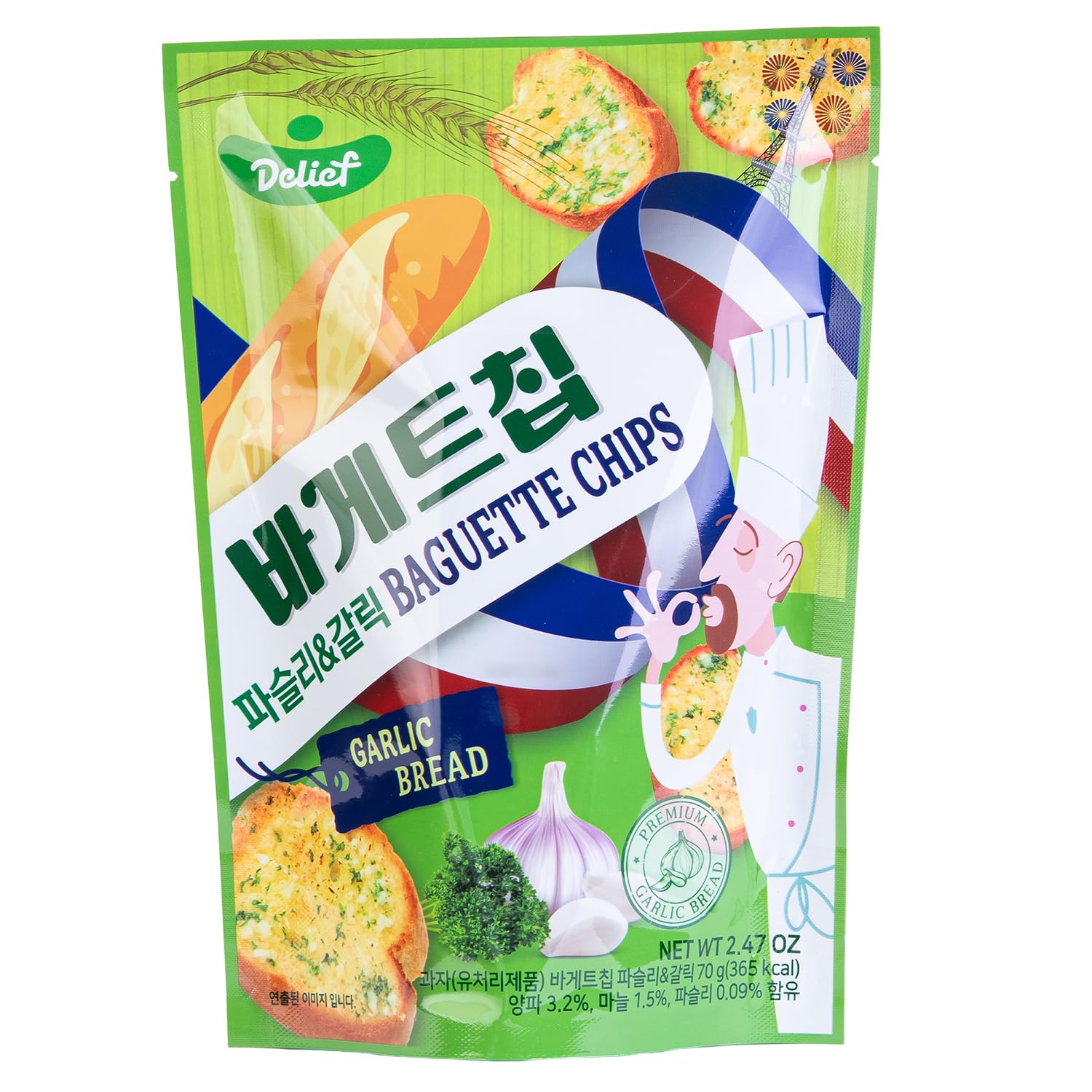 DELIEF Baguette Chips Parsley and Garlic Flavor 70g/2.47oz (Pack of 1). Bagel Chips, Crisps