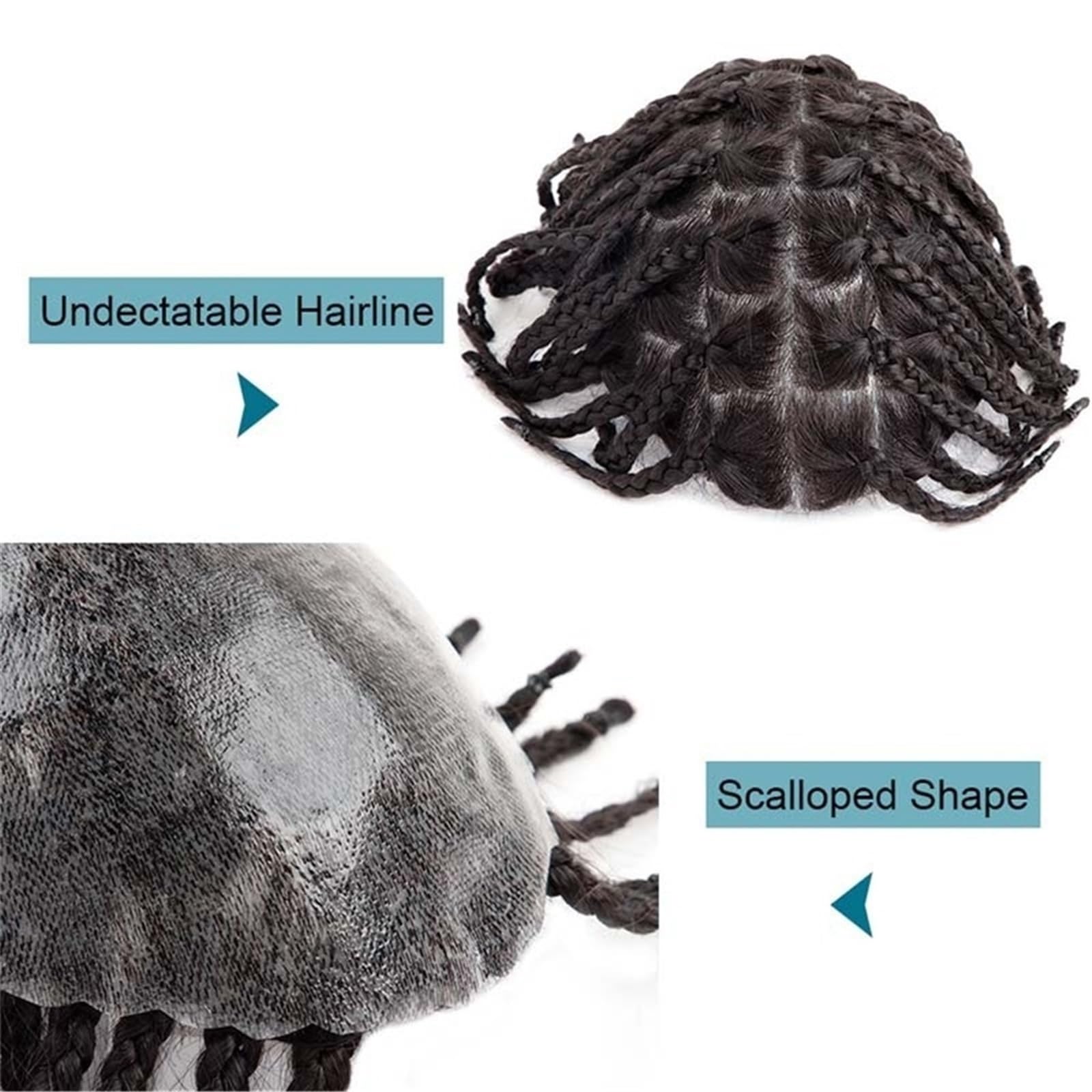 Hombres Sistema de cabello humano trenzado crochet for hombre, postizo, trenzas, tupé for Peinado