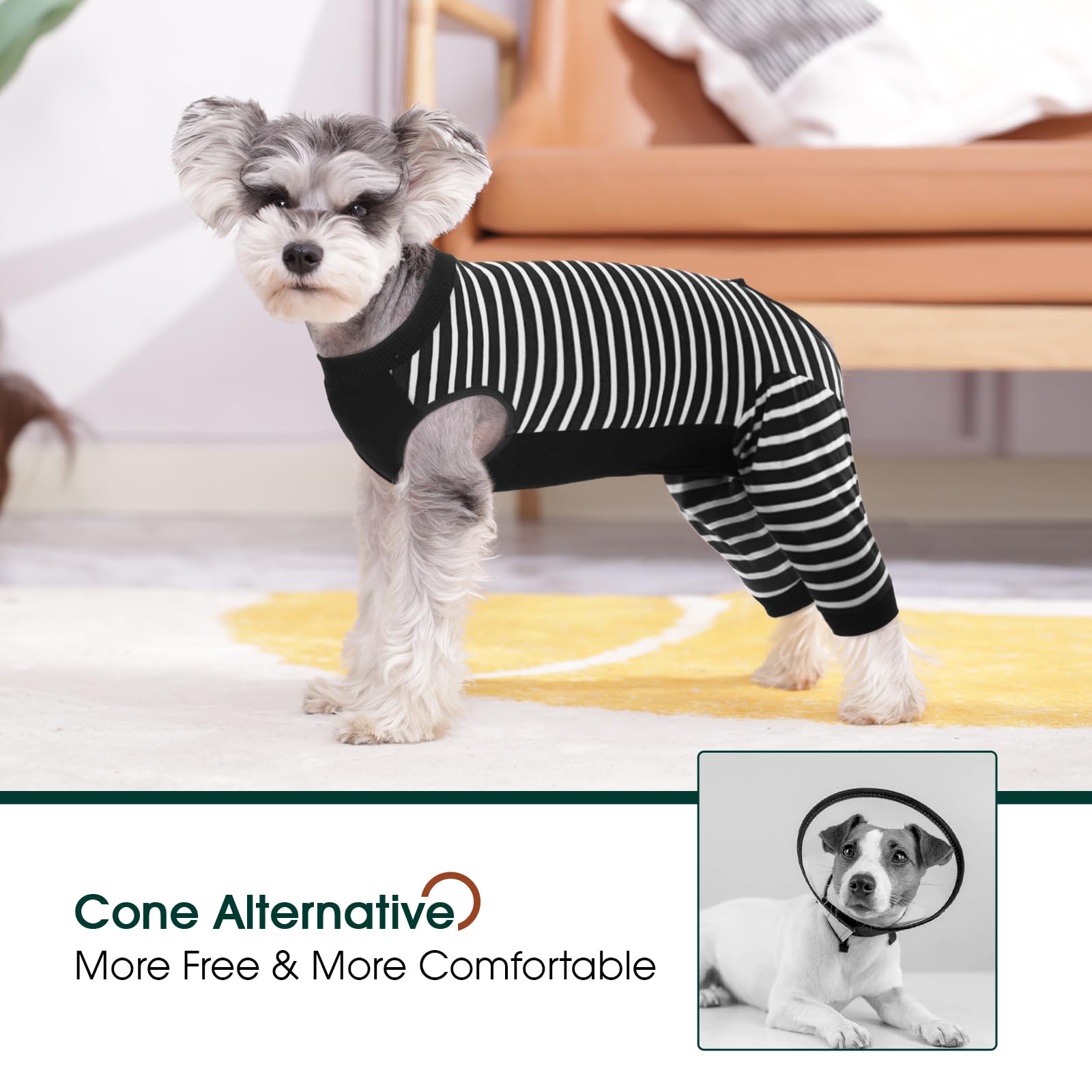 Kuoser Dog Surgery Recovery Suit Female Male, Dogs Surgical Suit with Body Sleeve Hind Legs to Prevent Licking Bite - Image 3