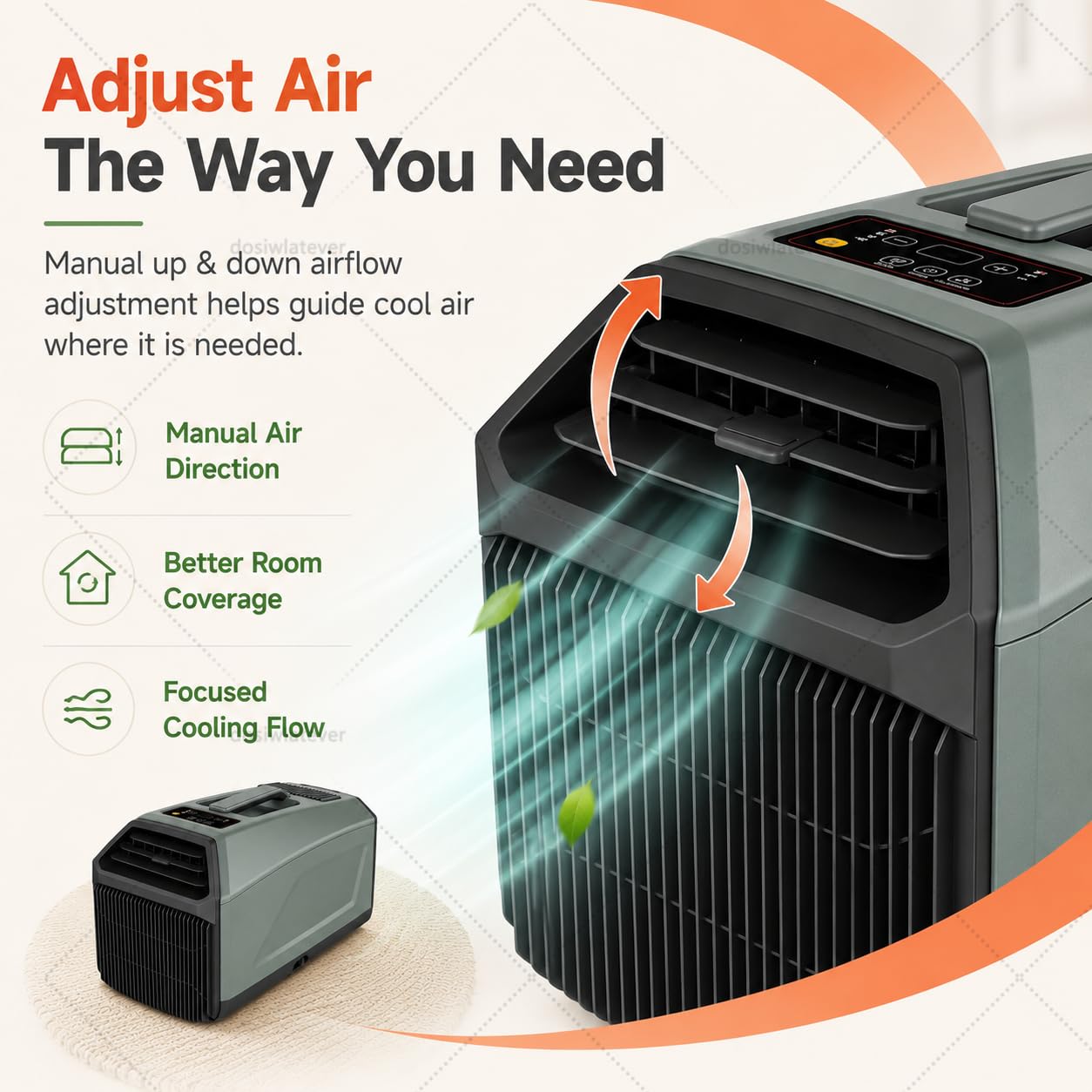 Aire acondicionado portátil 5000 BTU 230V, nueva versión 2026 más silenciosa, ideal para habitaciones pequeñas hasta 10㎡, para espacios reducidos, uso en dormitorio, oficina o camper Grey