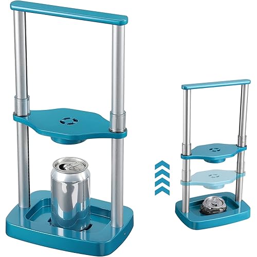 yamagahome Metal Can Crusher 12 oz - 24 oz, Aluminum with Spring Design, Foot Operated Pedal Can Crusher, Can Smasher for Soda, Beer Cans and PET Bottles, Perfect for RV, Condo, Camping, Metal Blue