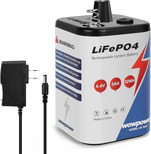 6 Volt 5Ah Lithium LiFePO4 Heavy Duty Lantern Battery, 2000