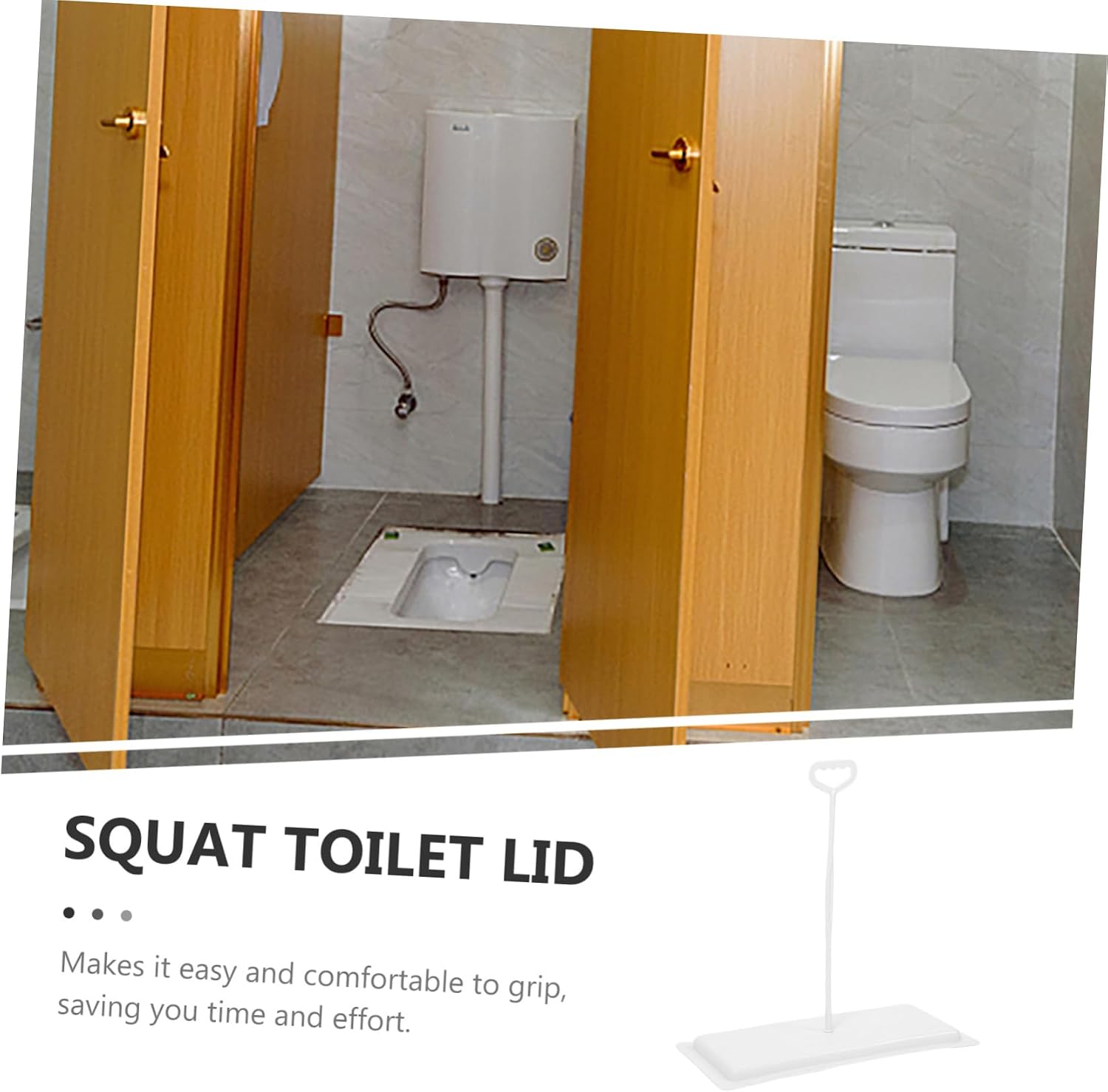 Squat Toilet Lid Cover Handle Odor Design for Bathroom Removable Plastic Squat Pan Lid for Public Toilets White