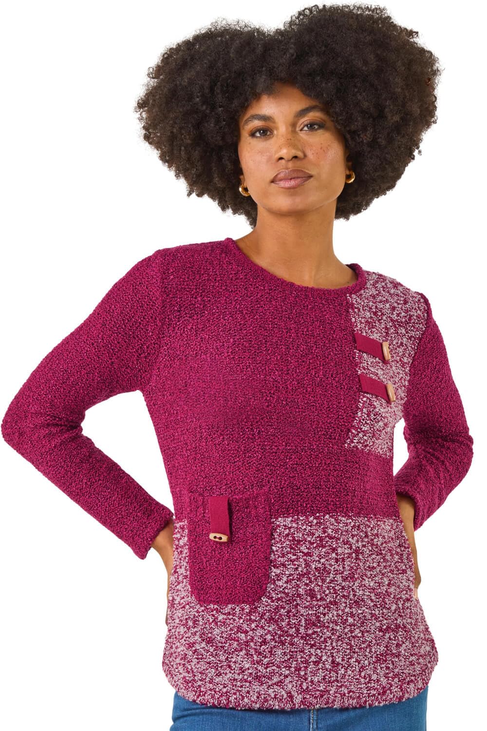 Roman Women's Multicolor Textured Colour Block Knit Jumper | : Size 12