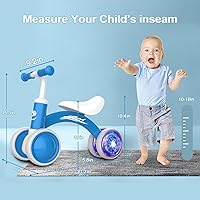 Vista 2 de Bicicleta de equilibrio para bebés con iluminación colorida, juguetes para niños y niñas de 1 año, bicicleta de equilibrio para niños pequeños de 10