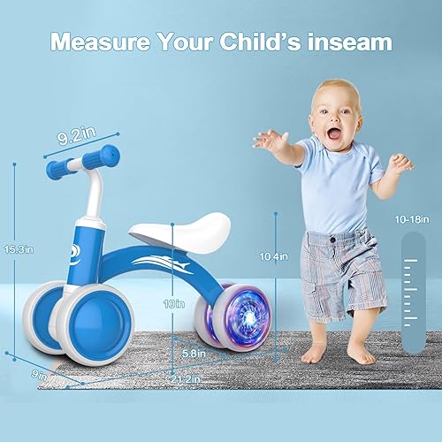 Miniatura 2 de Juguetes de bicicleta de equilibrio para bebés de 1 año de edad, bicicleta de equilibrio para niños de 10 a 36 meses, sin pedal, 4 ruedas de