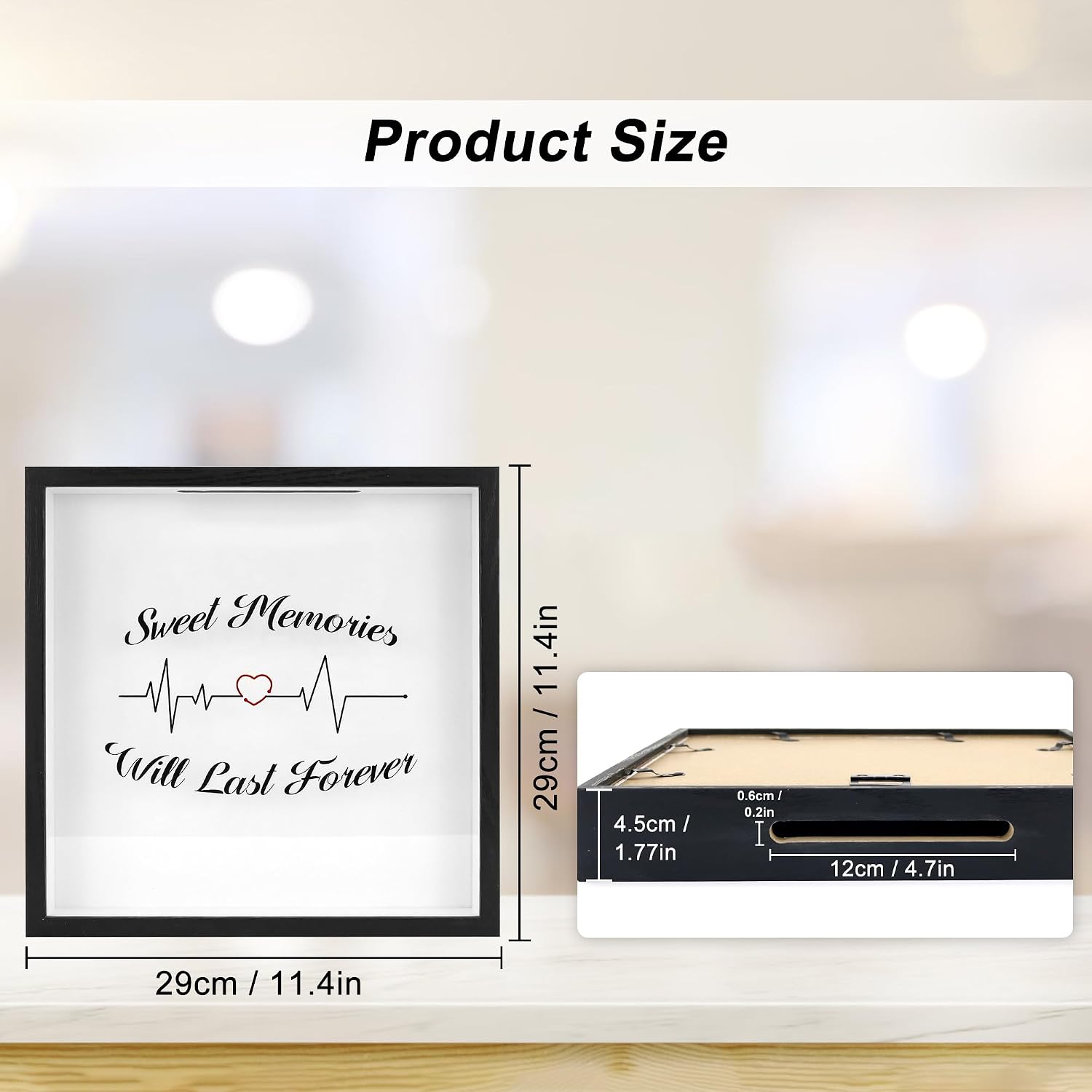 FramePro 12"x12" Travel Shadow Box with Slot – Adventure Archive Memory Box for Tickets, Souvenirs & Photos | Wall-Mountable Keepsake Display Case with Real Glass & Wood Frame (Black)