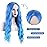 WECAN Blue Wig Long Natural Wavy Wig Synthetic Water Wave Blue Wig Halloween Cosplay Daily Party Heat-Resistant Fiber Wig