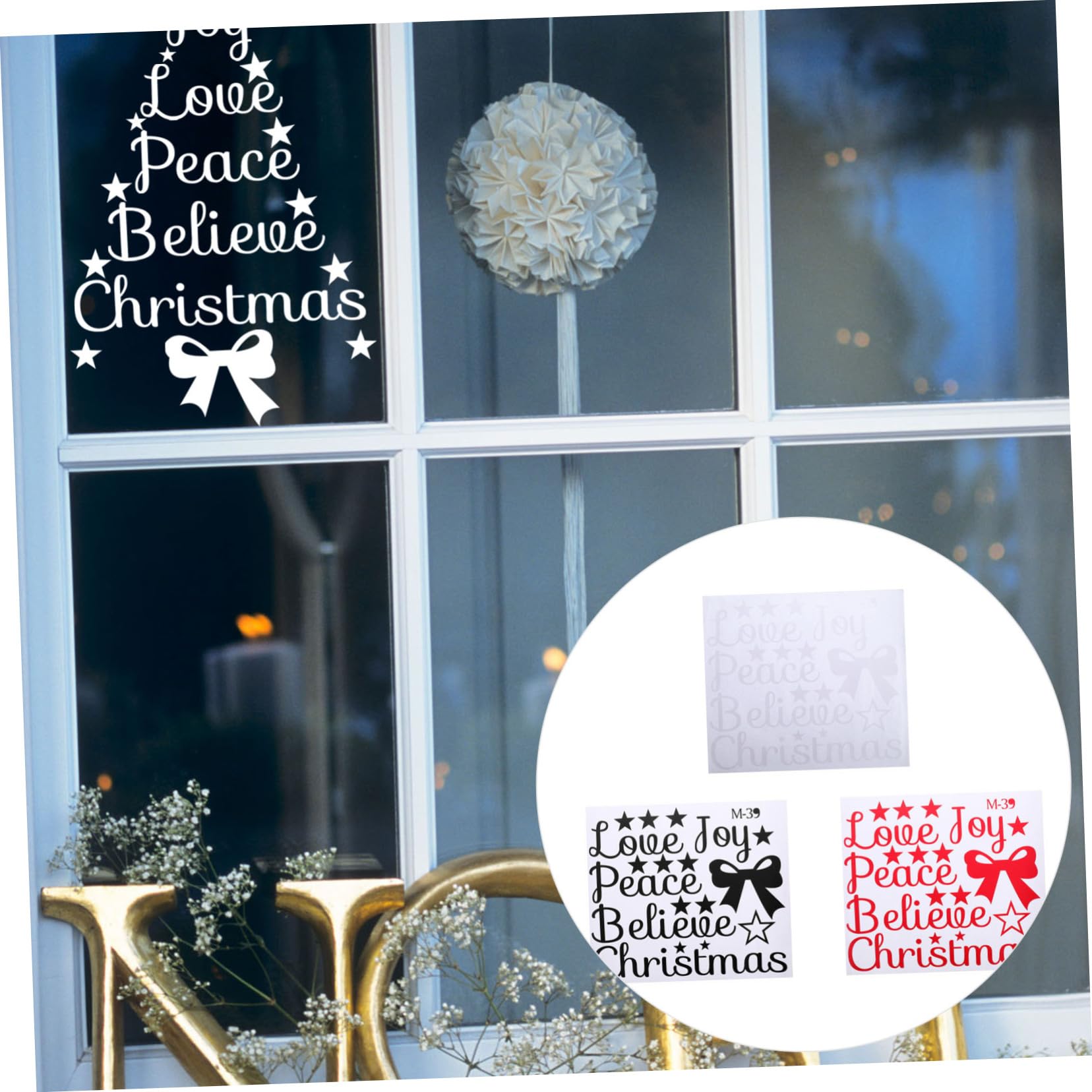 Hemobllo 6pezzi Adesivi Creativi Per Albero Di Natale Stickers Murali Con Parole Di Benedizione Per Decorazioni Natalizie e Parete Impermeabili e Rimovibili Adatti Per Casa e Ufficio