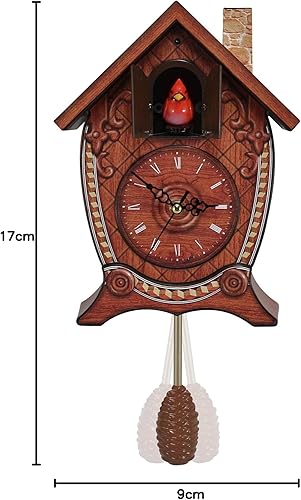 Miniatura 3 de Mark Feldstein & Associates Reloj de cuco con sonido de pared cardenal tradicional estilo chalet, 17 x 8 x 5 pulgadas