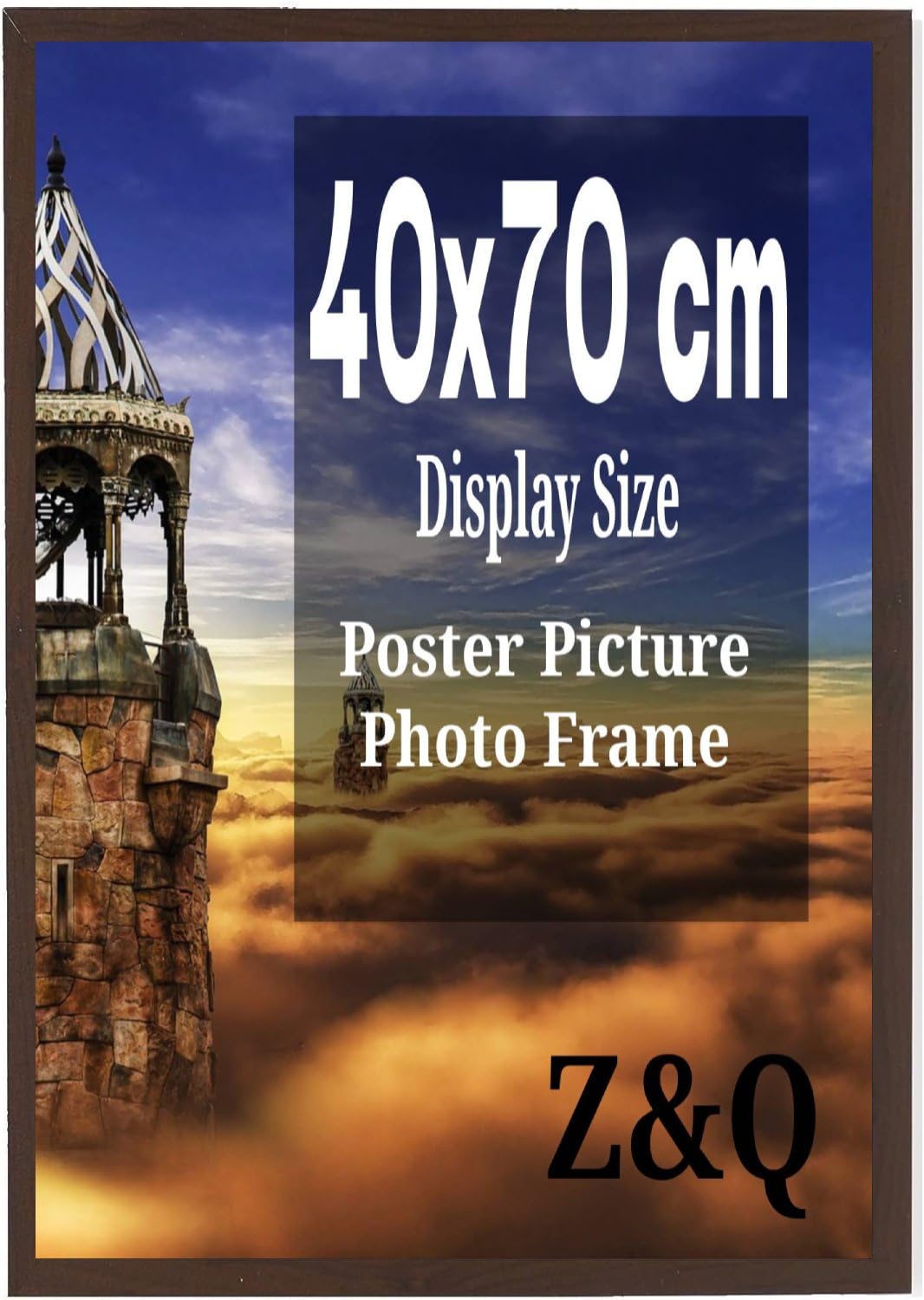 Modern Mahogany 40 x 70 cm Poster Frame Crystal Clear Aclyic Front Picture Photo Frame 70x40cm MDF Backing With Both Ways Hanging Hooks - Home Office Use