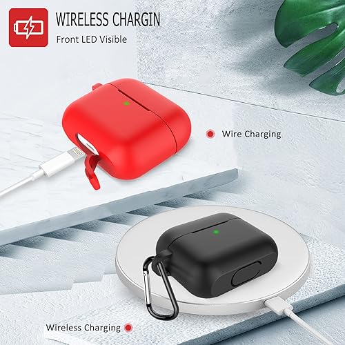 Miniatura 4 de Coffea Funda protectora de silicona con llavero para AirPods 3 generación 2021, patente registrada en Estados Unidos, color negro