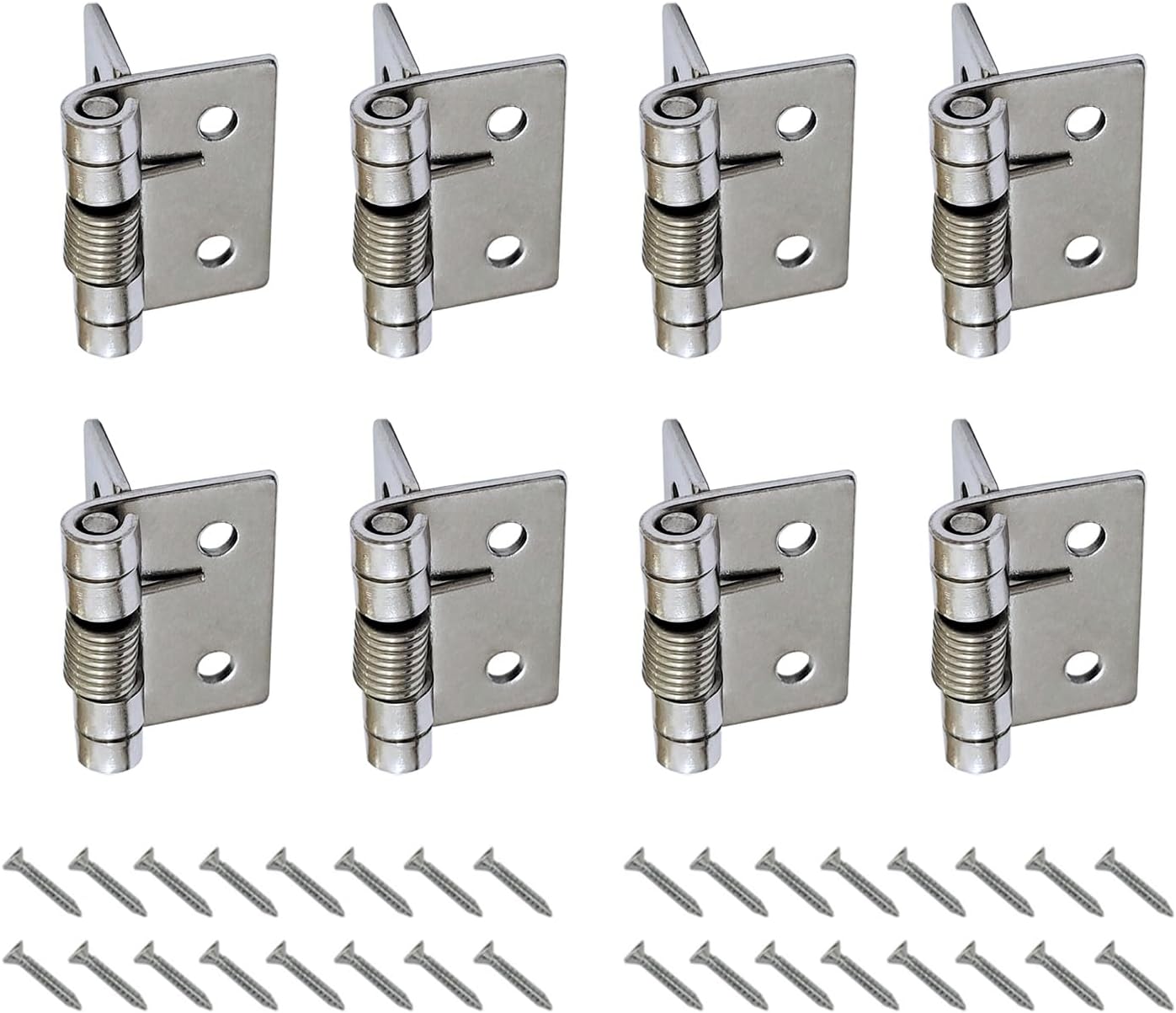 8 PCS 304 Stainless Steel Self-Opening Self-Closing Spring Door Hinges with Screws, Automatic Closing Hinges for Invisible Doors, Closing Spring Hinges Set (1 Inch)