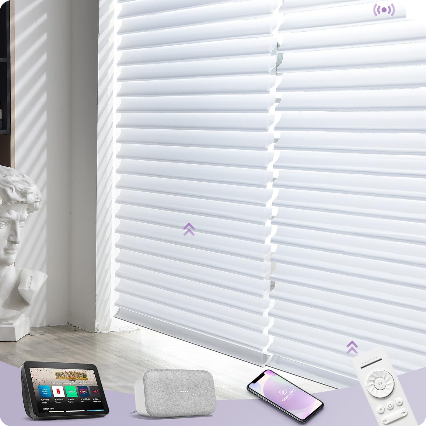 Amazon｜Graywind 電動 調光 ロールスクリーン 立体構造 スマート