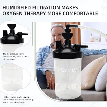 3-Pack Oxygen Humidifier Bottle With 12'' Adapter Tubing | Easy Install, Lightweight Portable
