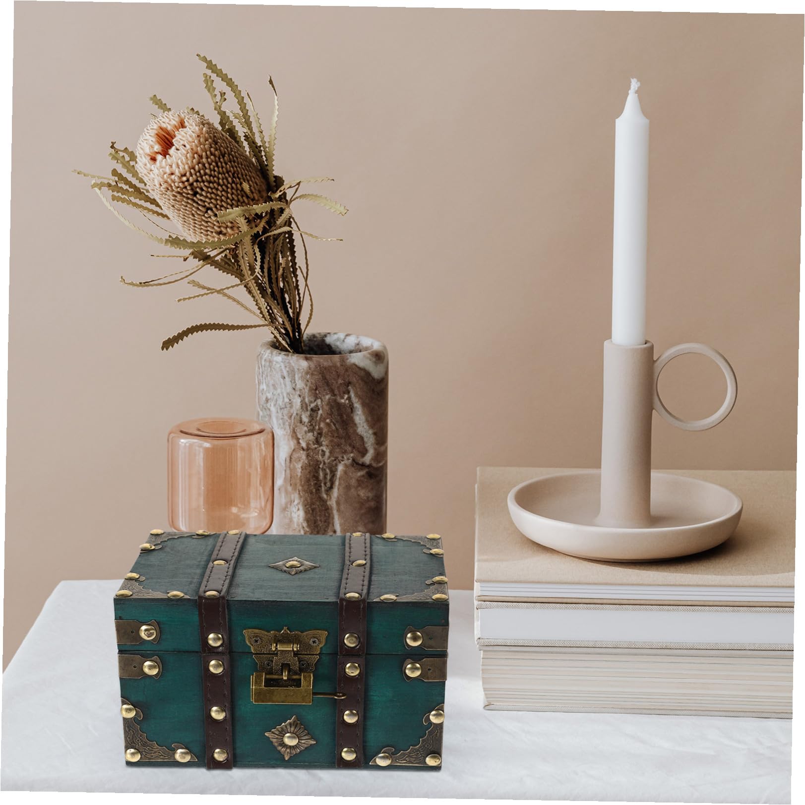 Vintage Holzkiste als Multifunktionale Aufbewahrungsbox mit Schloss | Rustikaler Look, Holz und Metall, Tragbar und Robust, Große Kapazität für Schmuck, Dokumente und Bücher