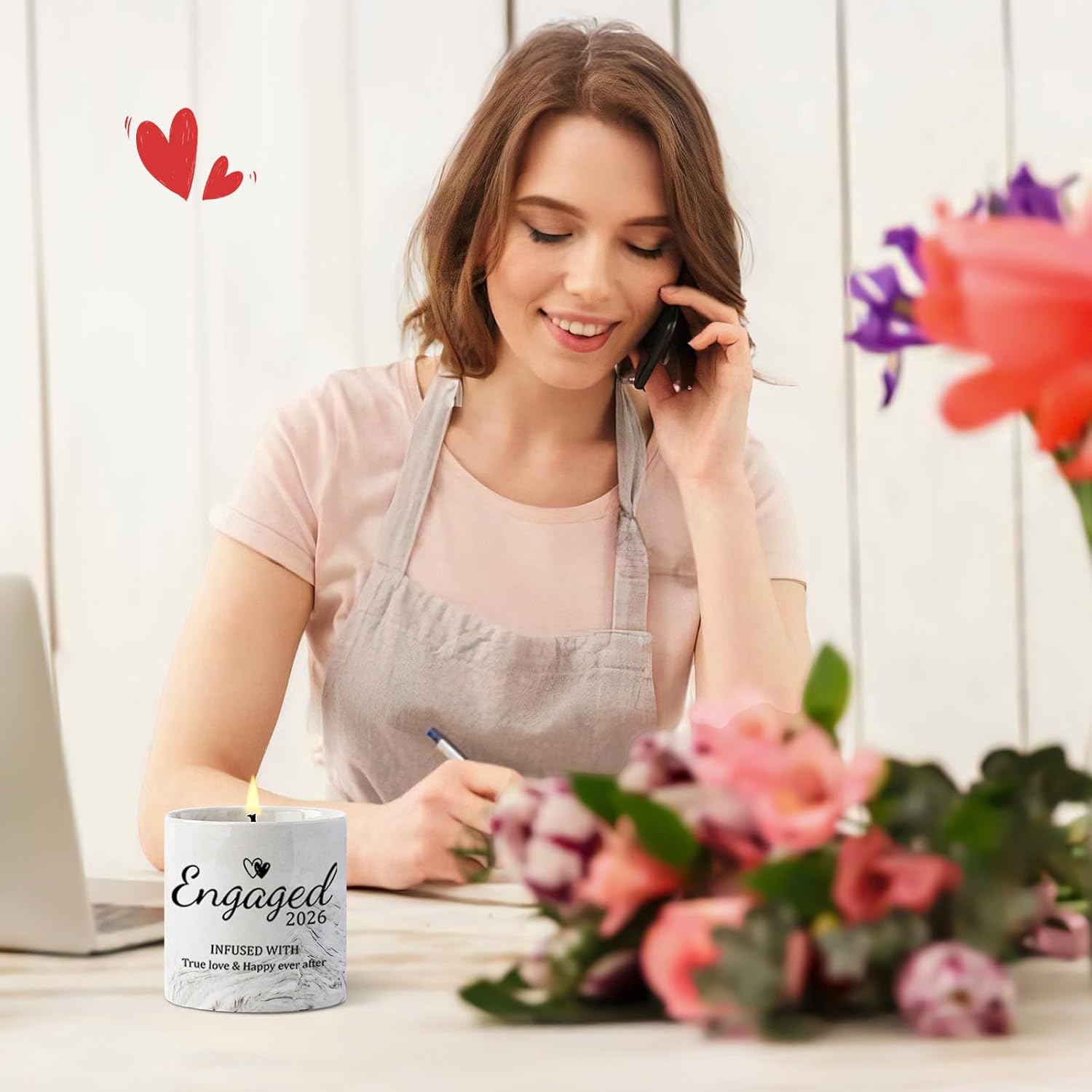 Engagement Gifts - Gift for Newly Engaged Couples, Fiance Gifts for Women, Bridal Shower, Wedding Bride Gift - Engaged Present 6 Oz Engaged 2026 Lavender Ceramics Candle - Image 7