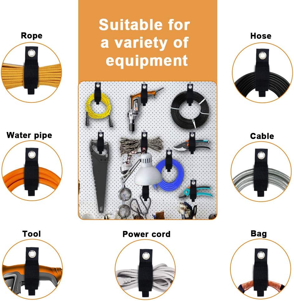 9 PCS Extension Cord Holder, Extension Cord Strap, Cable Organizer Straps for Cords Hoses, Heavy Duty Cord Wrap Keeper with Grommet for Hanging, Suitable for Cords, Hoses, Rope, RV, Boat and Garage