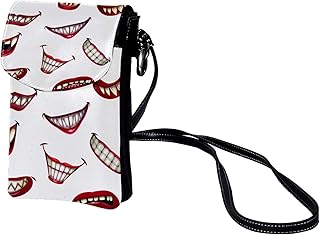 Tizorax - Borsa a tracolla per telefono cellulare, motivo: mostro e sorridente con labbra rosse, per donne e ragazze