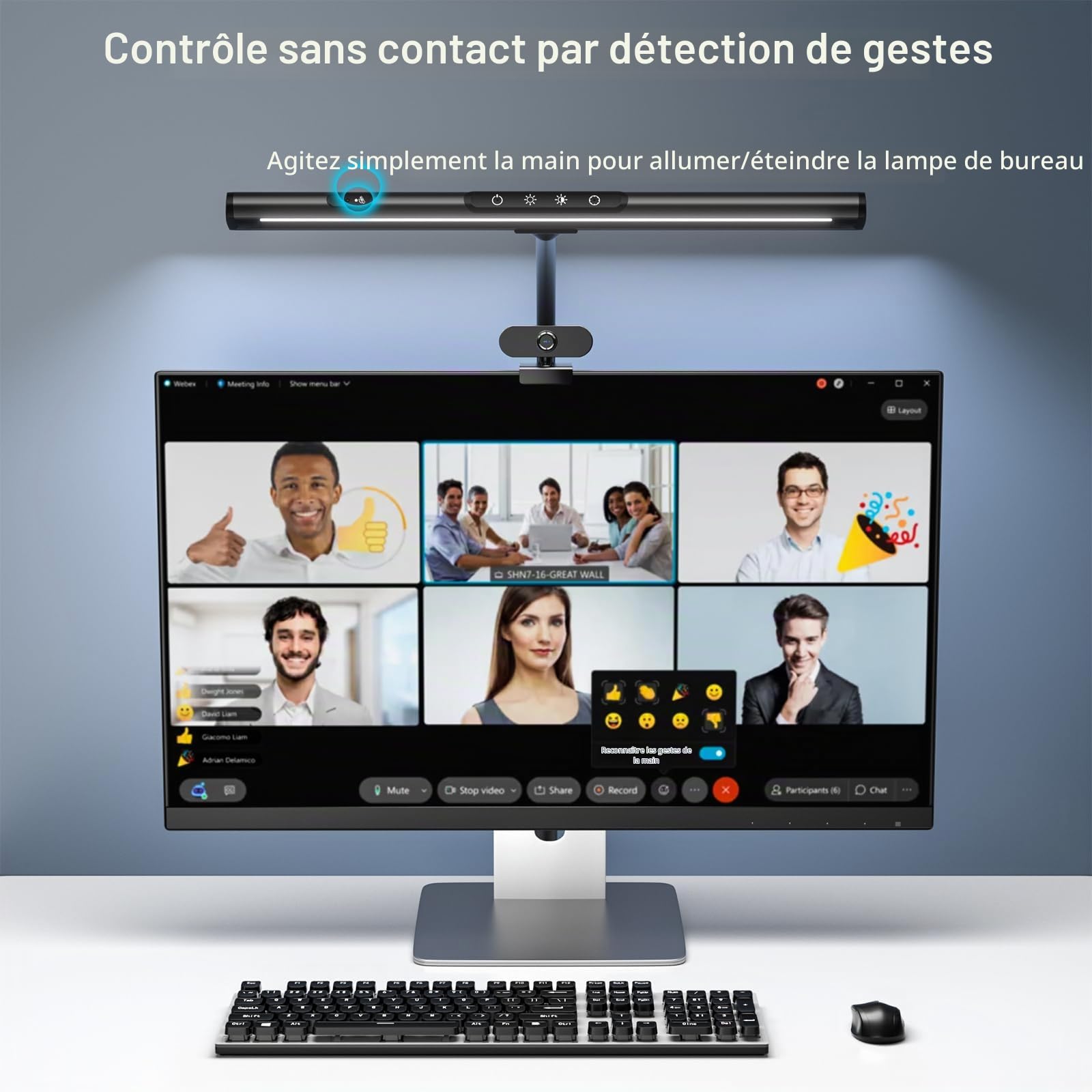 EYOCEAN Lampe de Bureau 12W Lampe d'Architecte, lampe de travail avec Pince, LED Protection des Yeux, Atténuation et Température de Couleur Réglable, Fonction de Mémoire et de Chronométrage