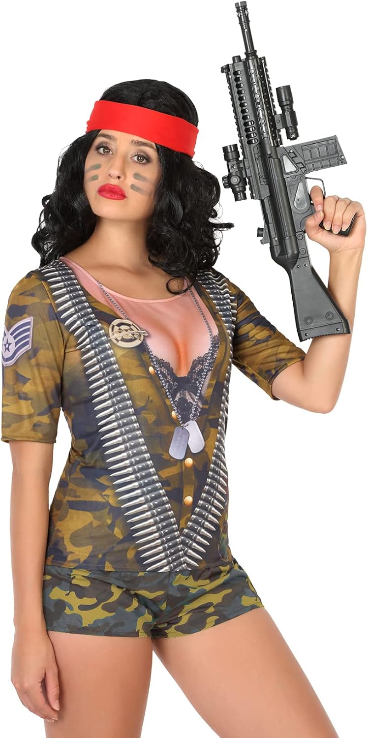 ATOSA Costume T-Shirt Military Woman XS-S, Green, Größe XS-S