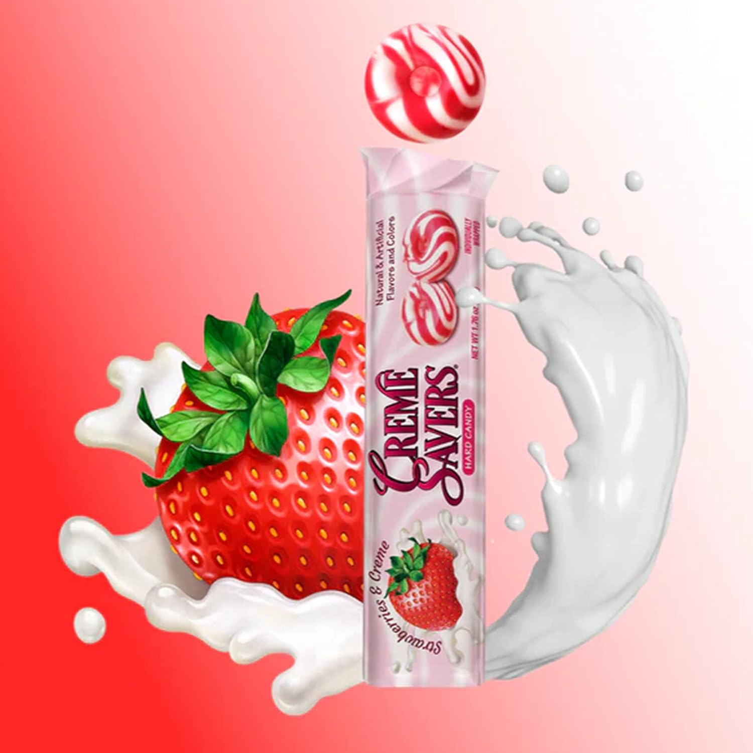 Creme Savers Caramelos duros de fresa y crema, paquete de 24 caramelos
