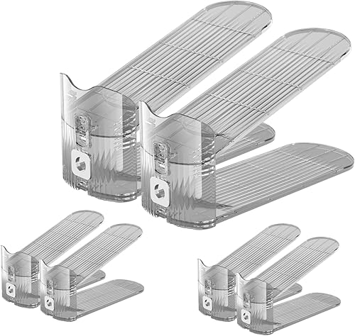 Miniatura 16 de CiBiZi Organizadores Transparentes de Ranuras para Zapatos Paquete de 12 Organizador Apilador de Zapatos para Closet Apiladores de Zapatos para un