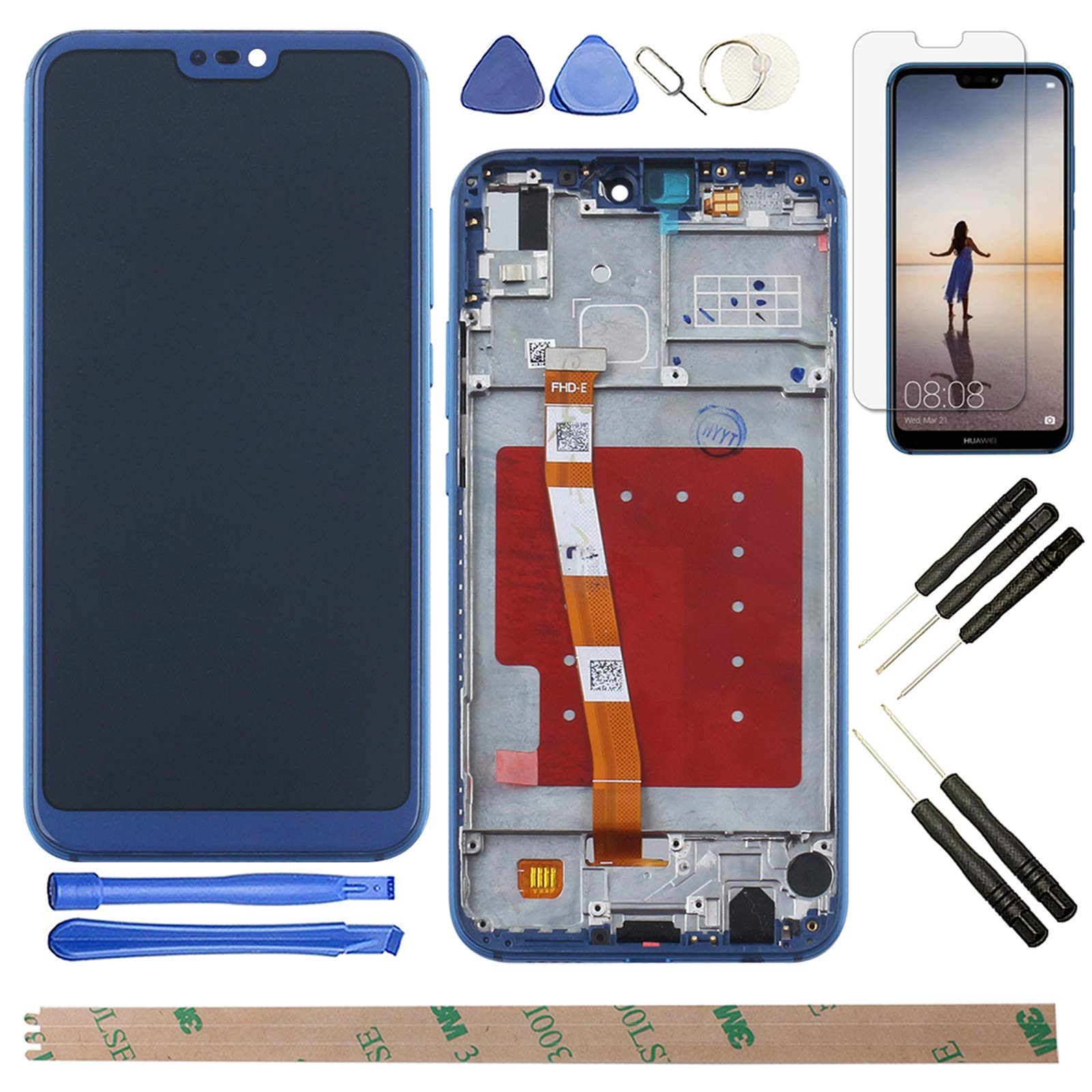 YHX-ME LCD Display for Huawei nova 3e p20 Lite ANE LX1 LX2 LX3 AL00 Screen Replacement Display Screen Kit Touch Screen Display Digitizer Assembly with Repair Tools