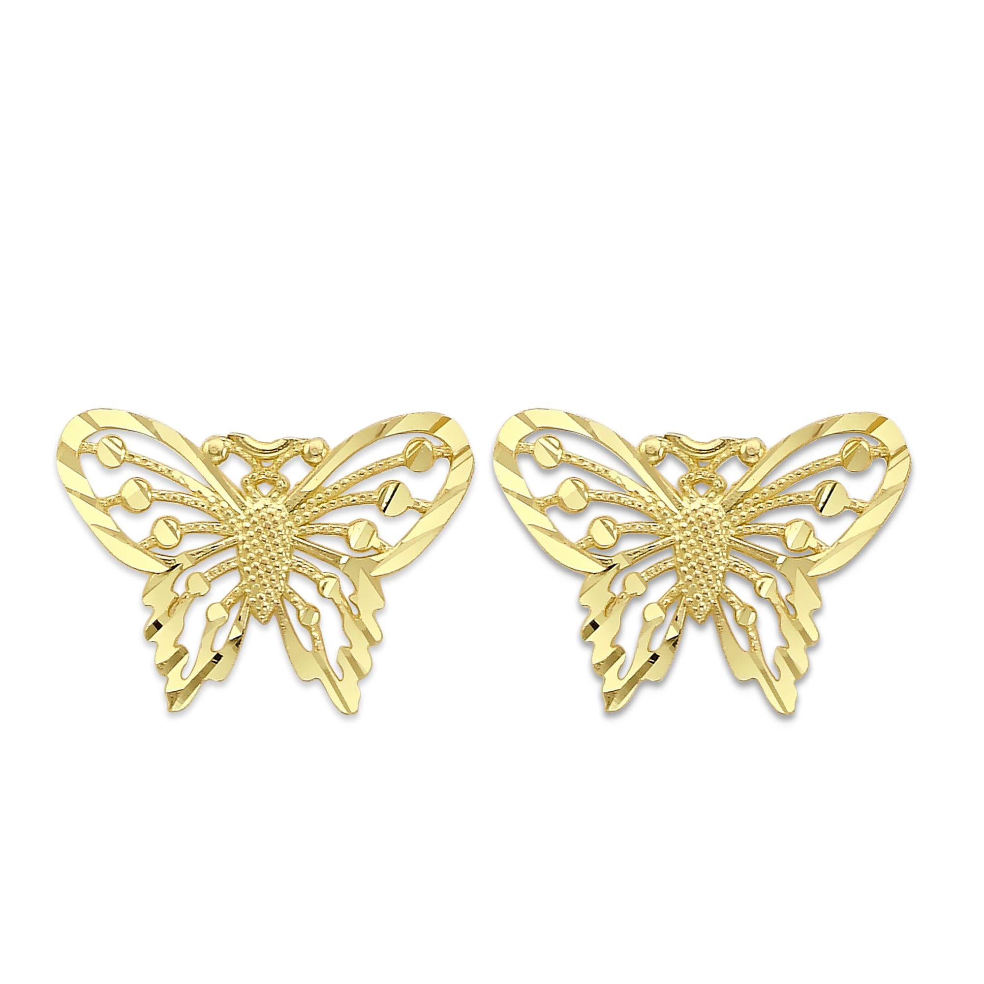 Solid Gold Butterfly Stud Earrings Available in 10k or 14k