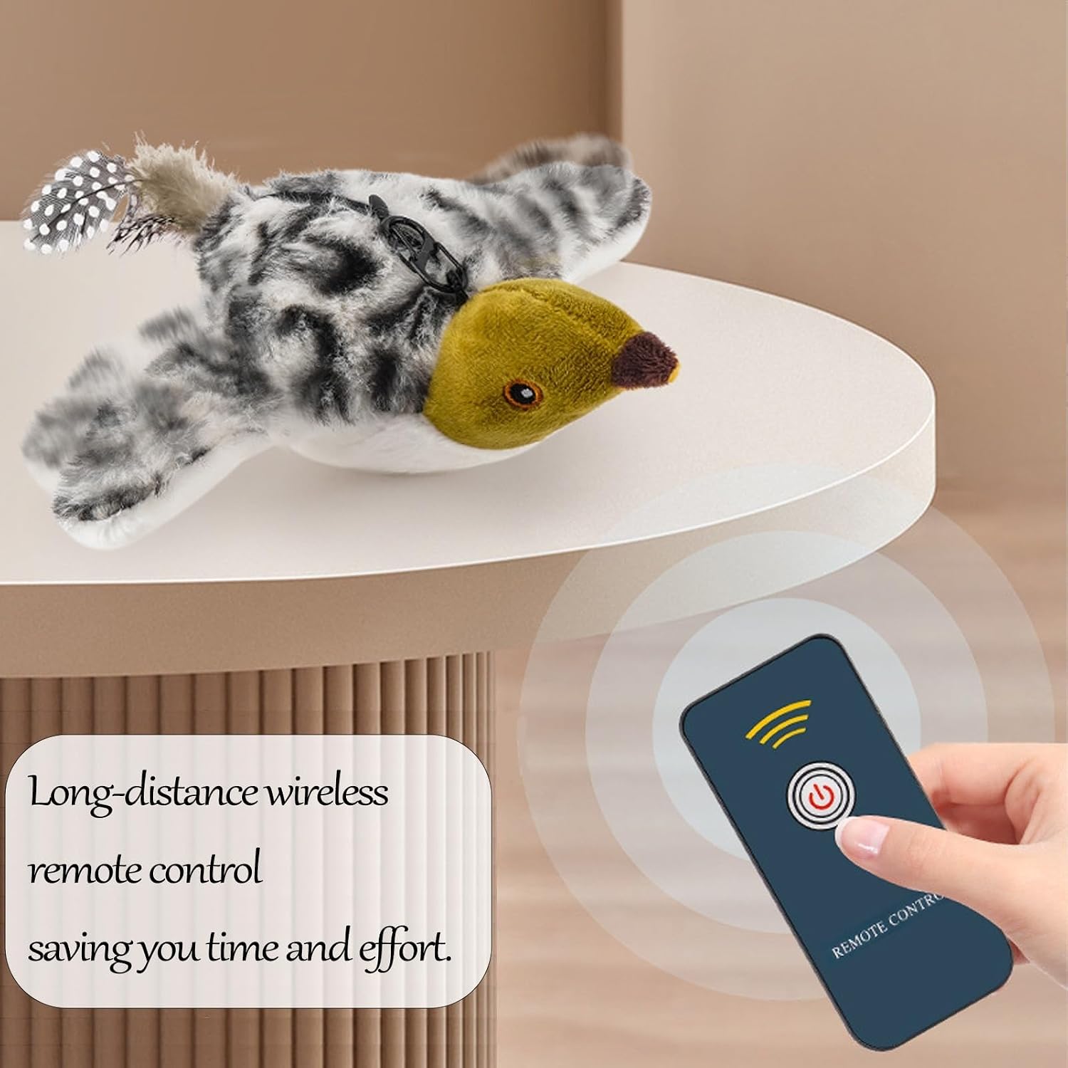 Flying Bird Cat Toy, Interactive Chirping Bird Cat Toy, Flapping Bird Cat Toys Flying, Electronic Bird Simulation Cat Toys for Bored Indoor Adult Cats (B+C)
