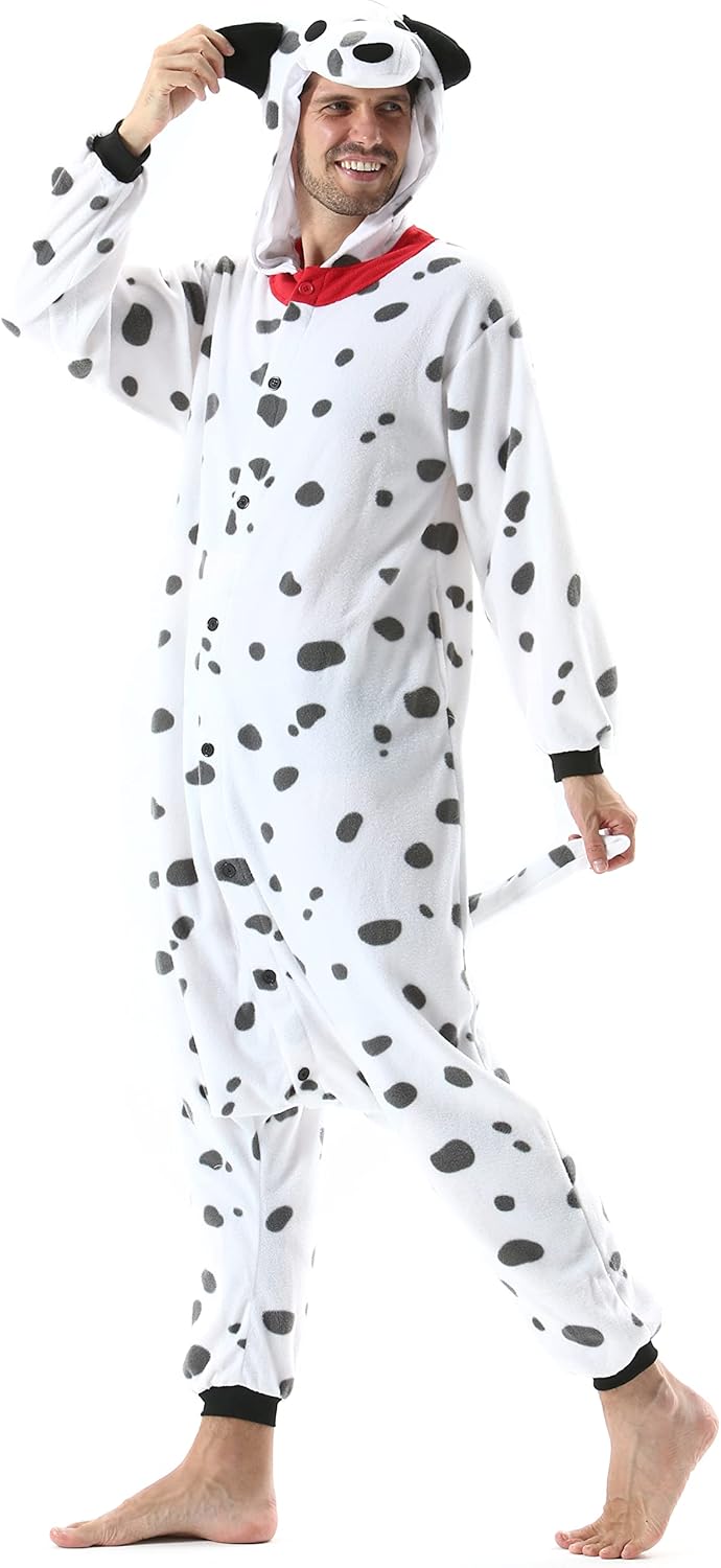 DarkCom Dalmatian Onesie Halloween Costume One Piece Unisex Adult Pajamas Women Men Sleepwear Christmas Pajamas - Image 3