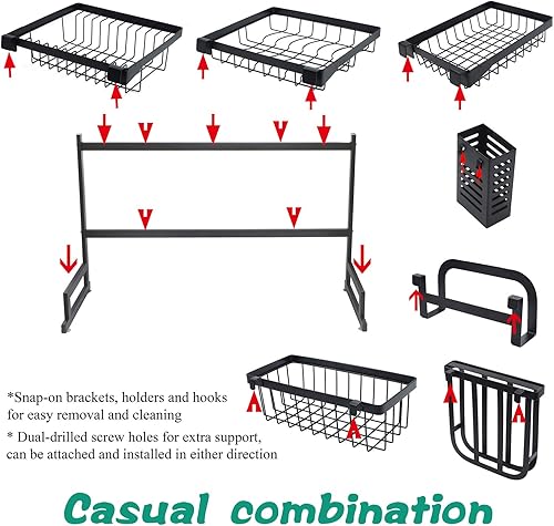 Miniatura 4 de HTTMT - Estante de secado de platos sobre el fregadero de acero inoxidable para cubiertos de cocina 33.5 in [P/N: ET-DISHRACK002]