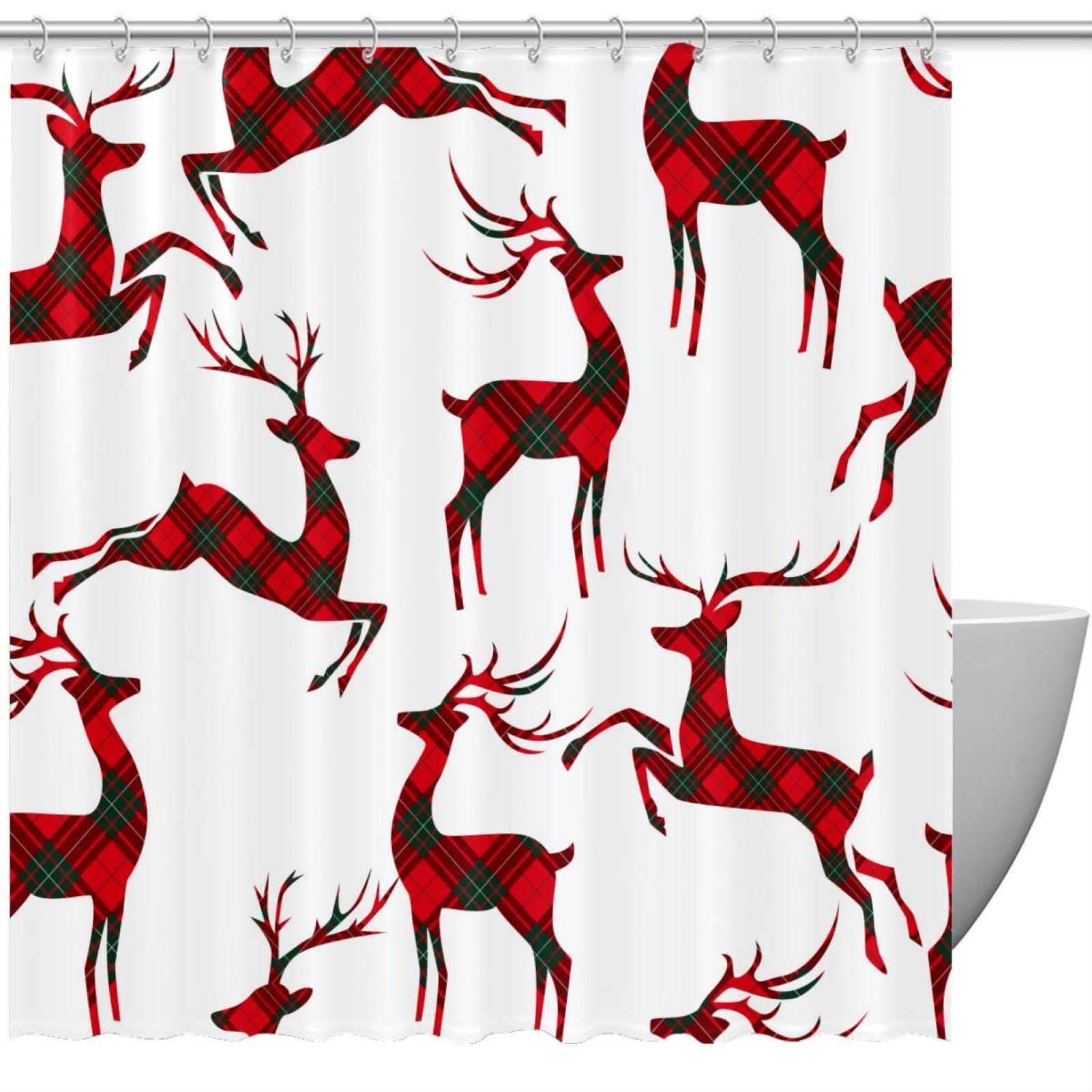 Rideau de douche Noël 183 x 183 cm au motif cerf de qualité supérieure