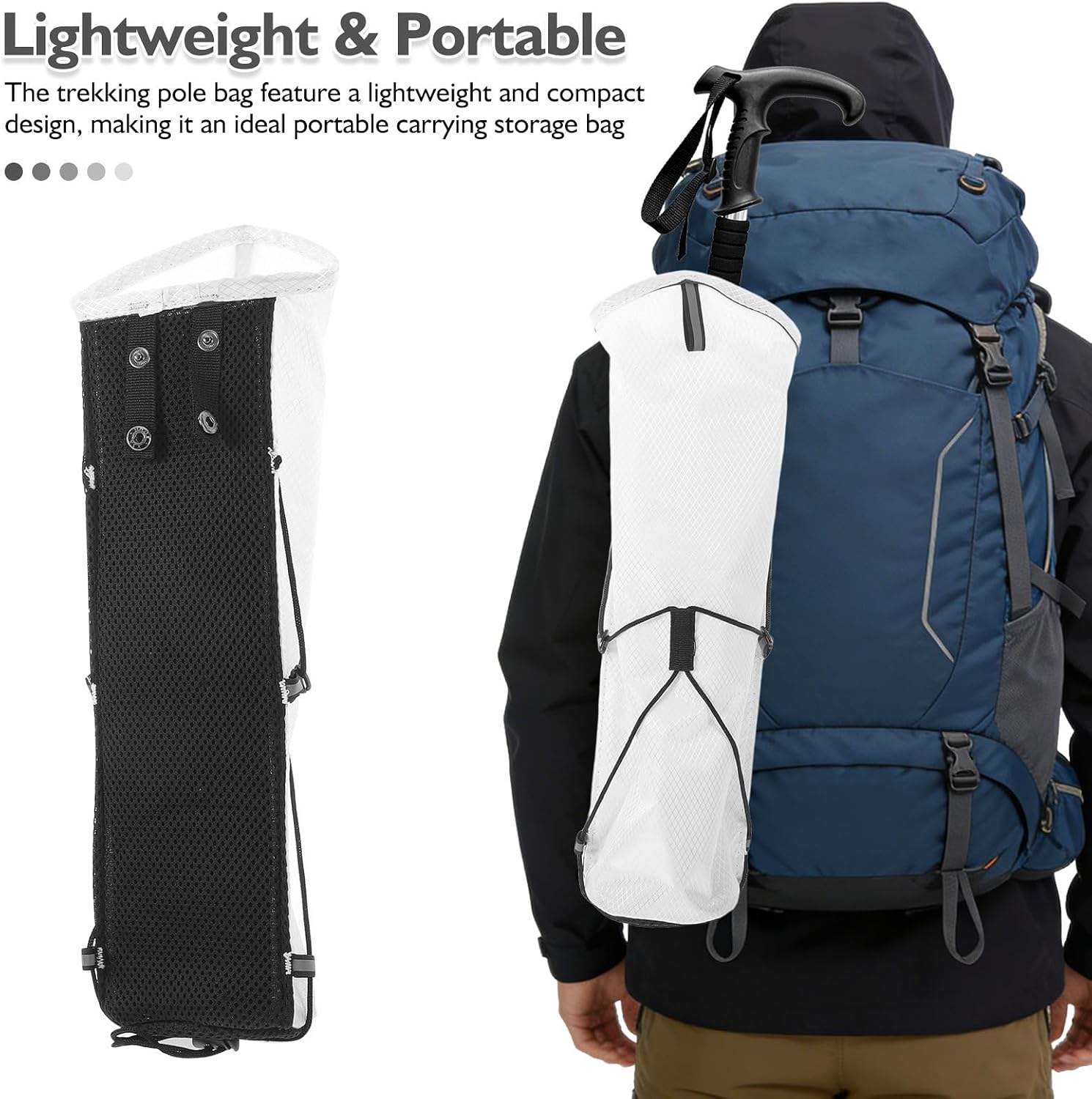 Trekking Poles Carrying Bag - Portable Tent Poles Storage Pouch for Walking Stick Trekking Hiking Sticks for Running Hydration Vest & Backpacks 15"X4"