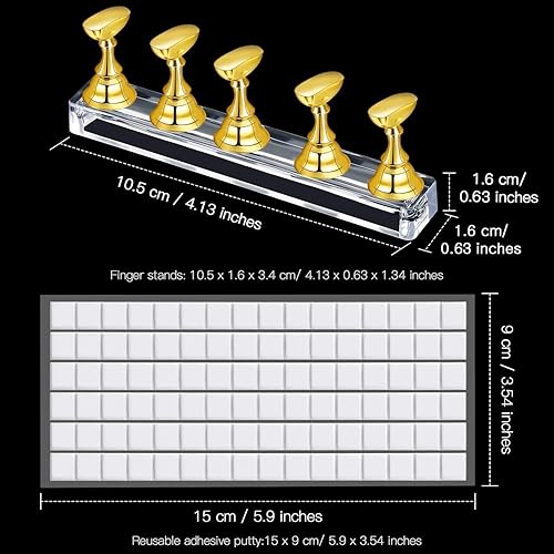 Miniatura 10 de Juego de 2 soportes magnéticos para uñas acrílicas y acrílicas, soporte para exhibición de uñas, capacitación, práctica, 96 unidades, masilla