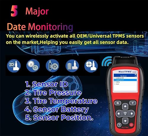 Miniatura 6 de Autel MaxiTPMS TS508WF Herramienta de programación TPMS TPMS Relearn/Reset Sensor MX Free Clear TPMS DTCs Activar Programa Sensor MX Sensor Advanced