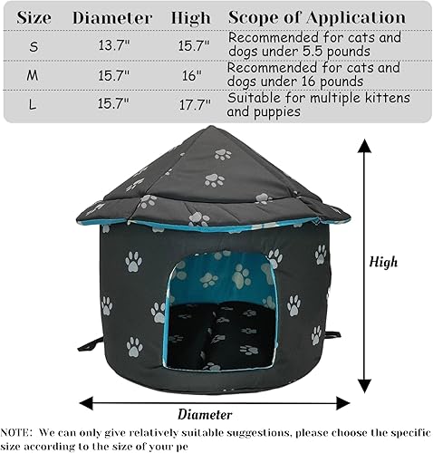 Vista 5 de Fhiny Refugio para gatos callejeros, resistente al agua, para exteriores, para gatos, perros, cueva plegable y cálida para mascotas, para invierno