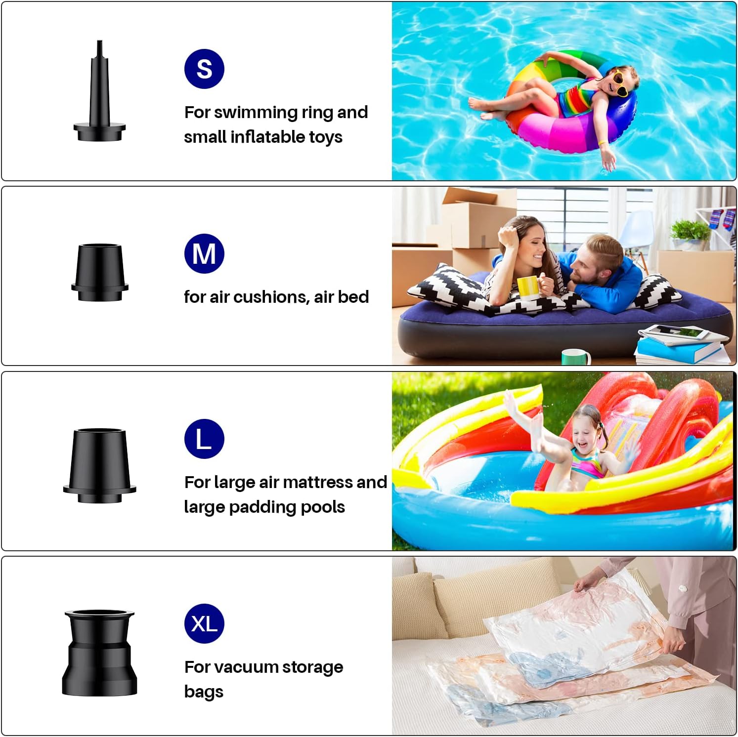 Electric Air Pump for Inflatables, 3000mAh Portable Air Pump, Camping