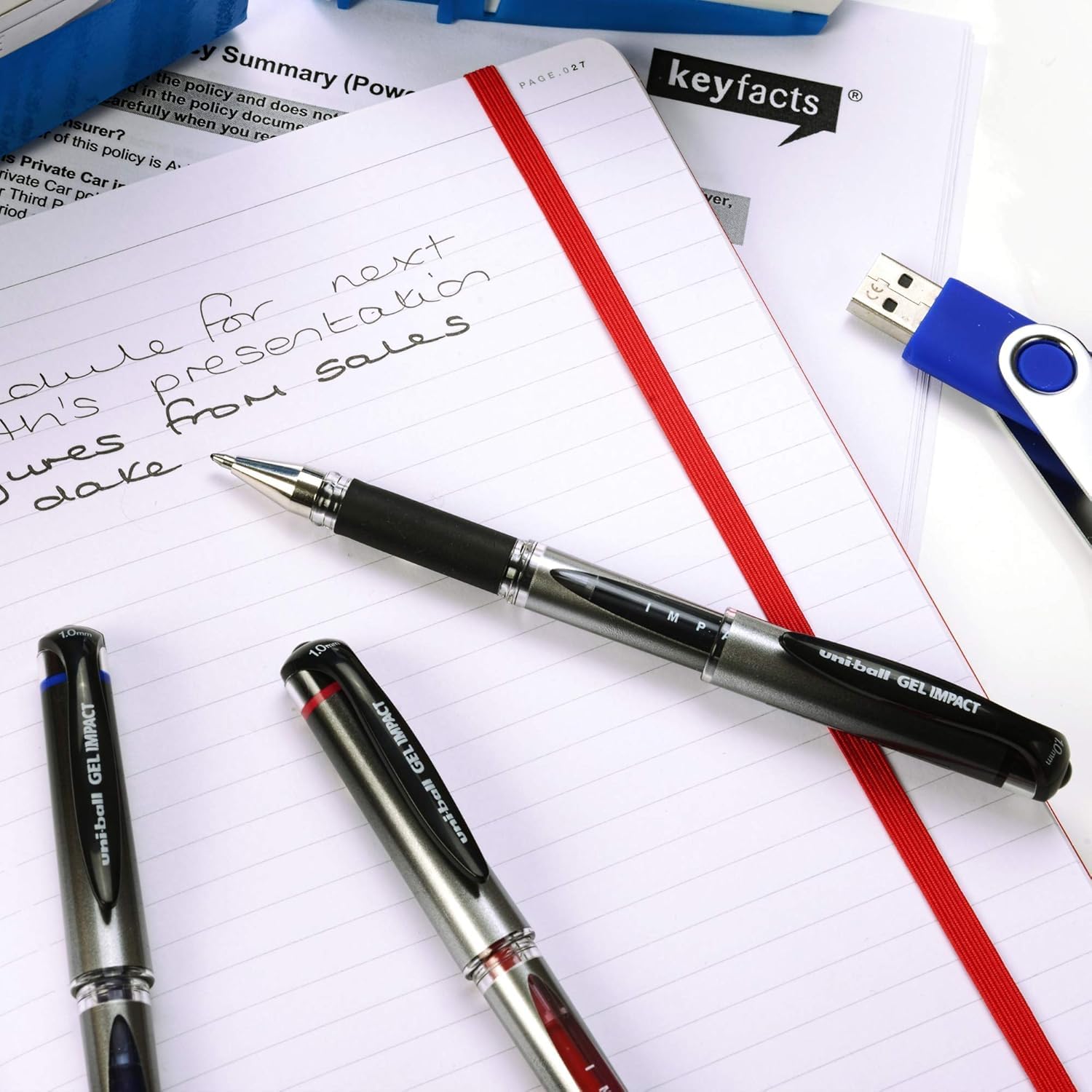 Uni-ball UM-153S - Bolígrafo de gel de impacto de 1.0 mm, cuerpo ligero y elegante, tinta ultra suave, tinta de larga duración sin manchas, papelería escolar y de oficina, tinta azul, paquete de 5