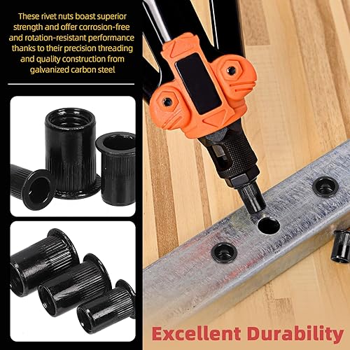 Miniatura 5 de Hilitchi 100 tuercas de remache M3, tuerca roscada de acero al carbono galvanizado roscado tuerca de remache negro