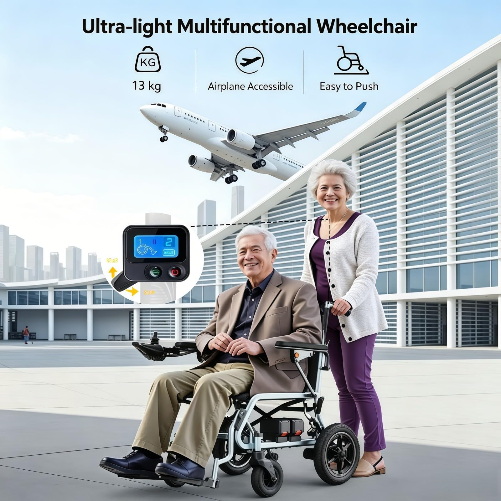 Silla De Ruedas Eléctrica De 500 W, Inteligente, Totalmente Automática, Plegable Y Ultraligera, Diseñada para Personas Mayores.
