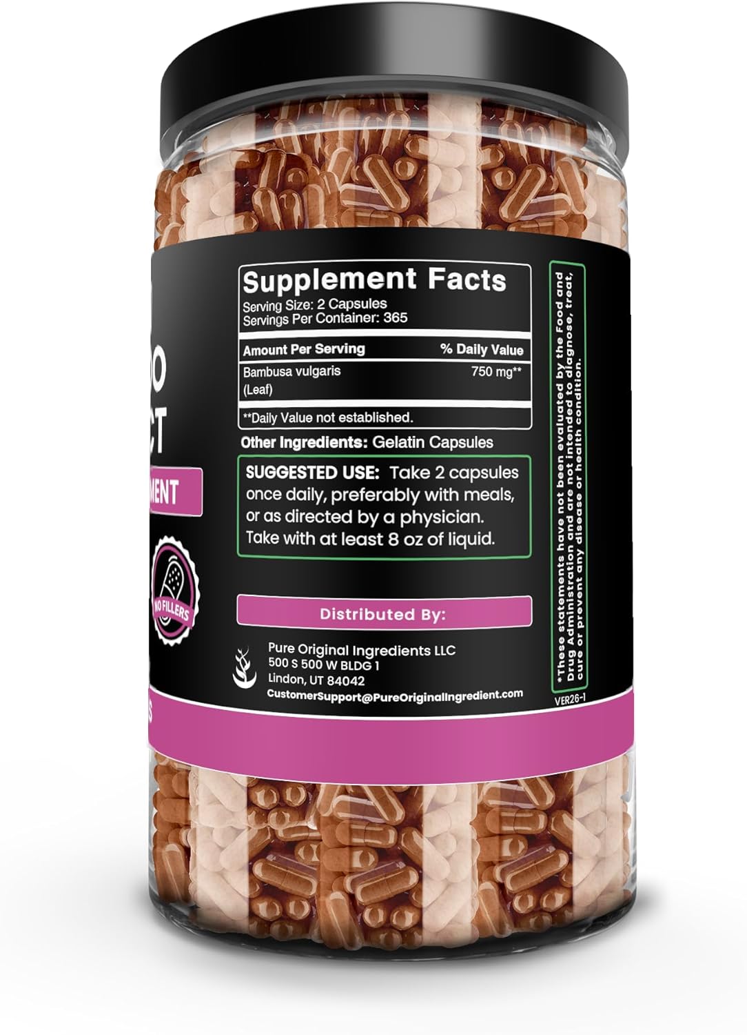 Pure Original Ingredients Bamboo Extract (730 Capsules) No Magnesium Or Rice Fillers, Always Pure, Lab Verified - Image 2