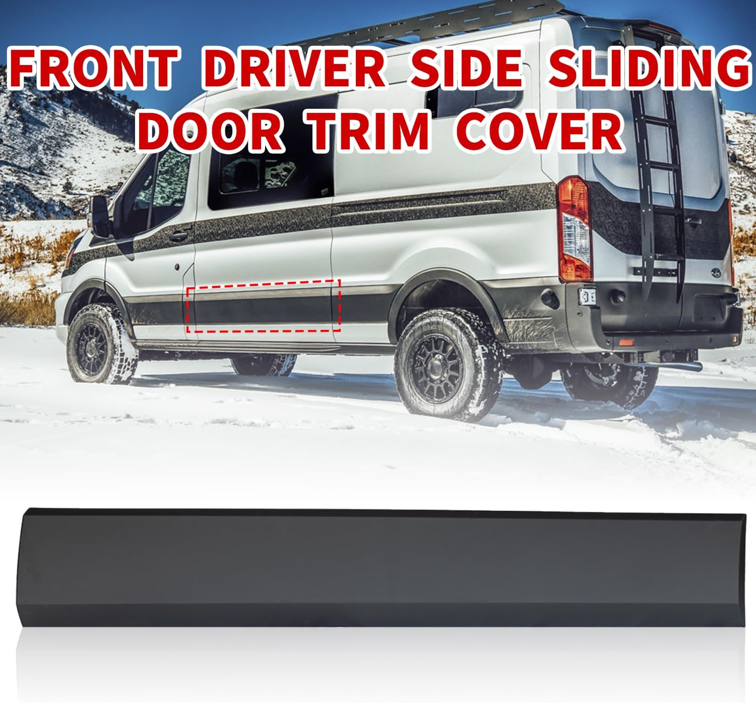Side Sliding Door Body Molding Trim for Transit 150 250 350 HD 2015-2024 Cargo Van Center Panel Cover Accessories, Left Drvier Side, 1PC